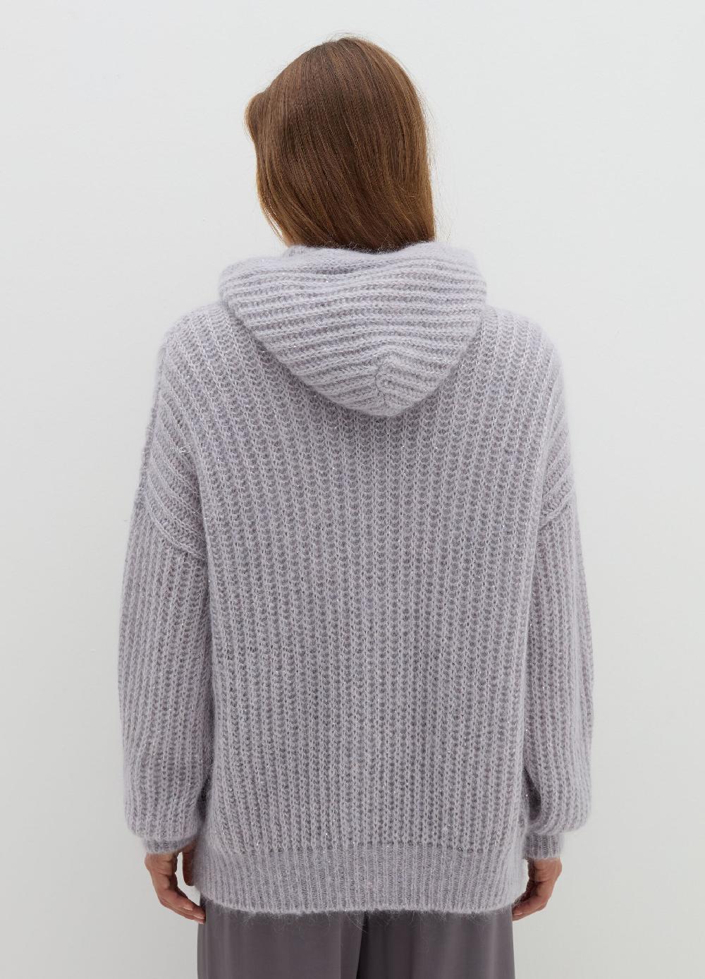 Stefanel Coatigan Oversize Con Cappuccio E Micro Paillettes