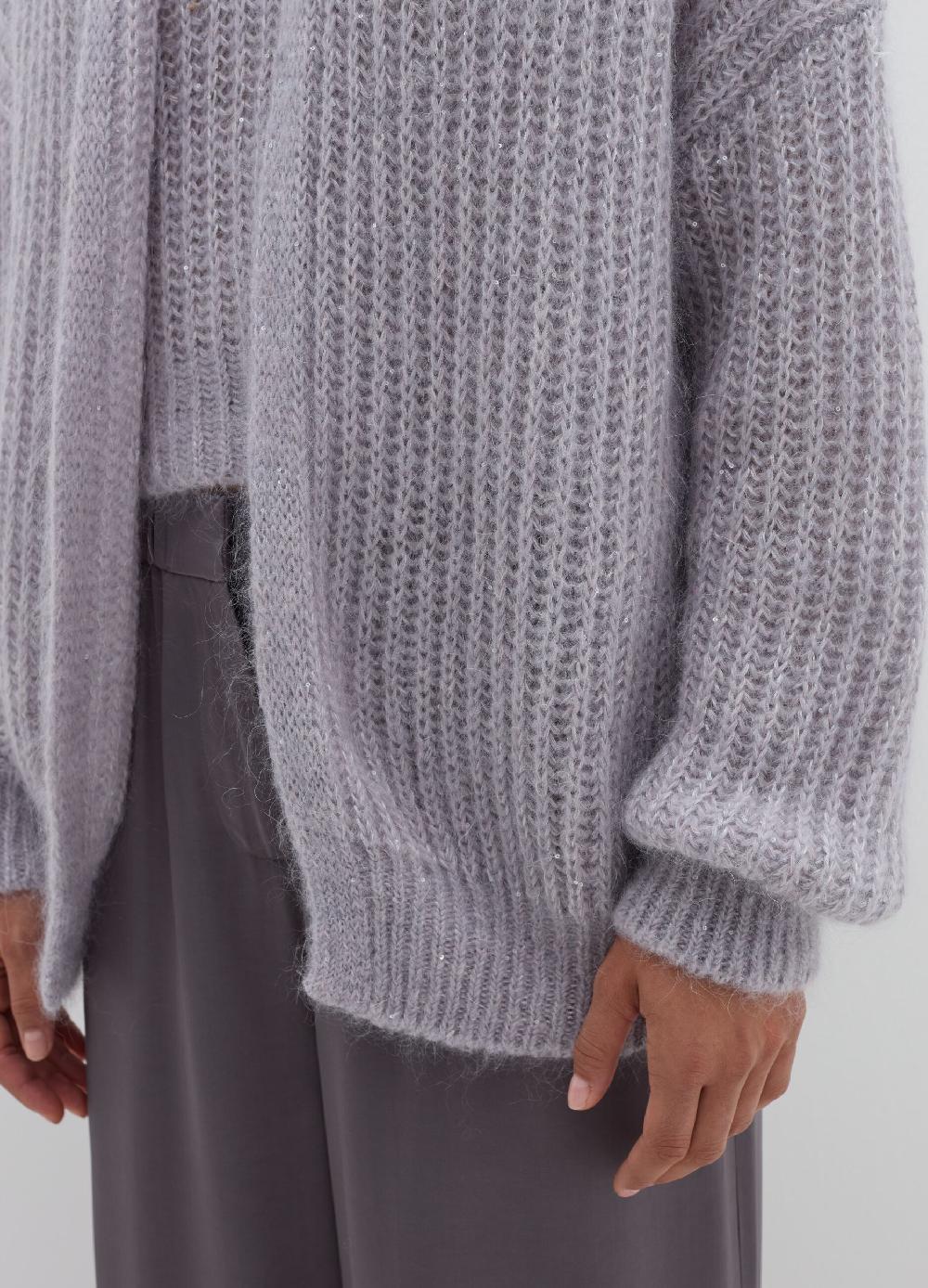 Stefanel Coatigan Oversize Con Cappuccio E Micro Paillettes