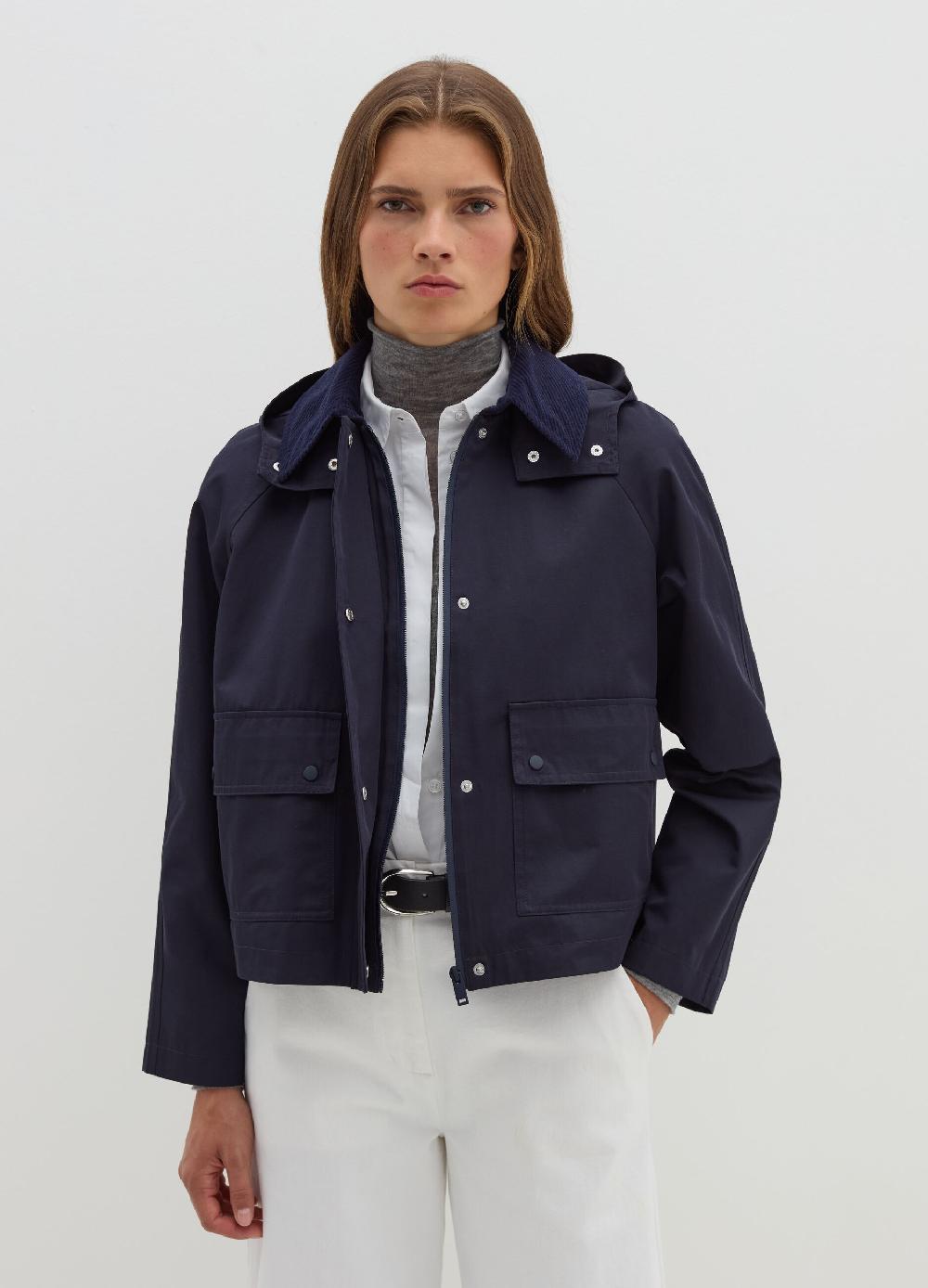 Stefanel Giacca Corta Con Colletto In Corduroy E Cappuccio