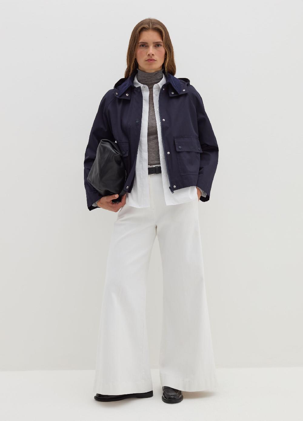 Stefanel Giacca corta con colletto in corduroy e cappuccio