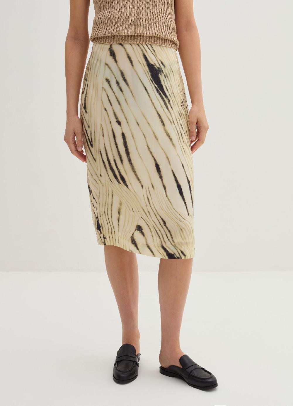 Stefanel Gonna A Tubo In Cupro E Viscosa Habotai Stampata