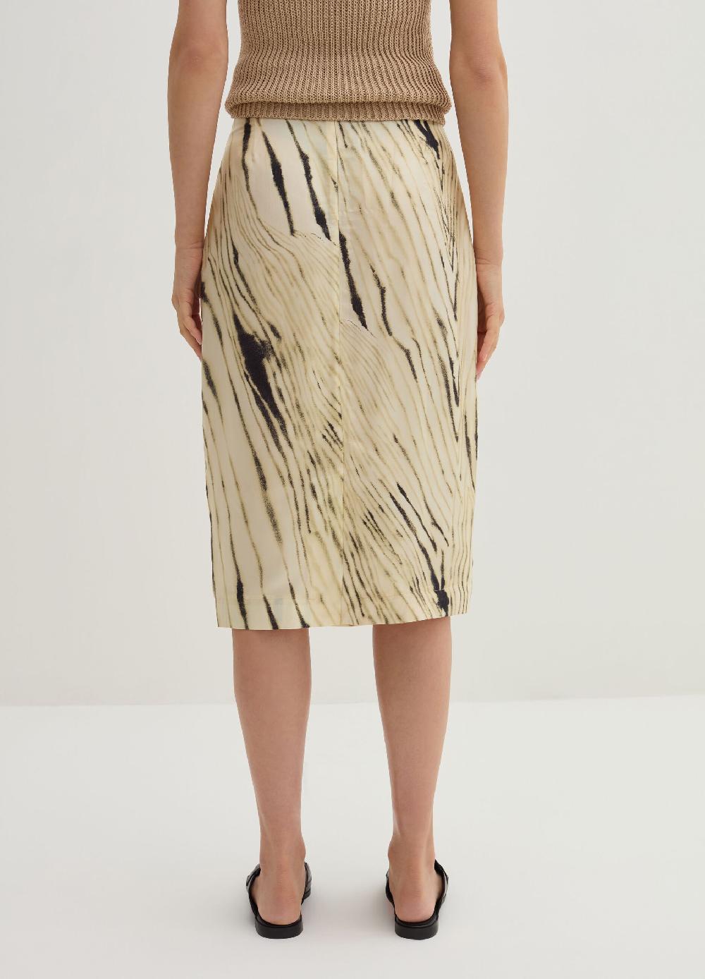 Stefanel Gonna A Tubo In Cupro E Viscosa Habotai Stampata