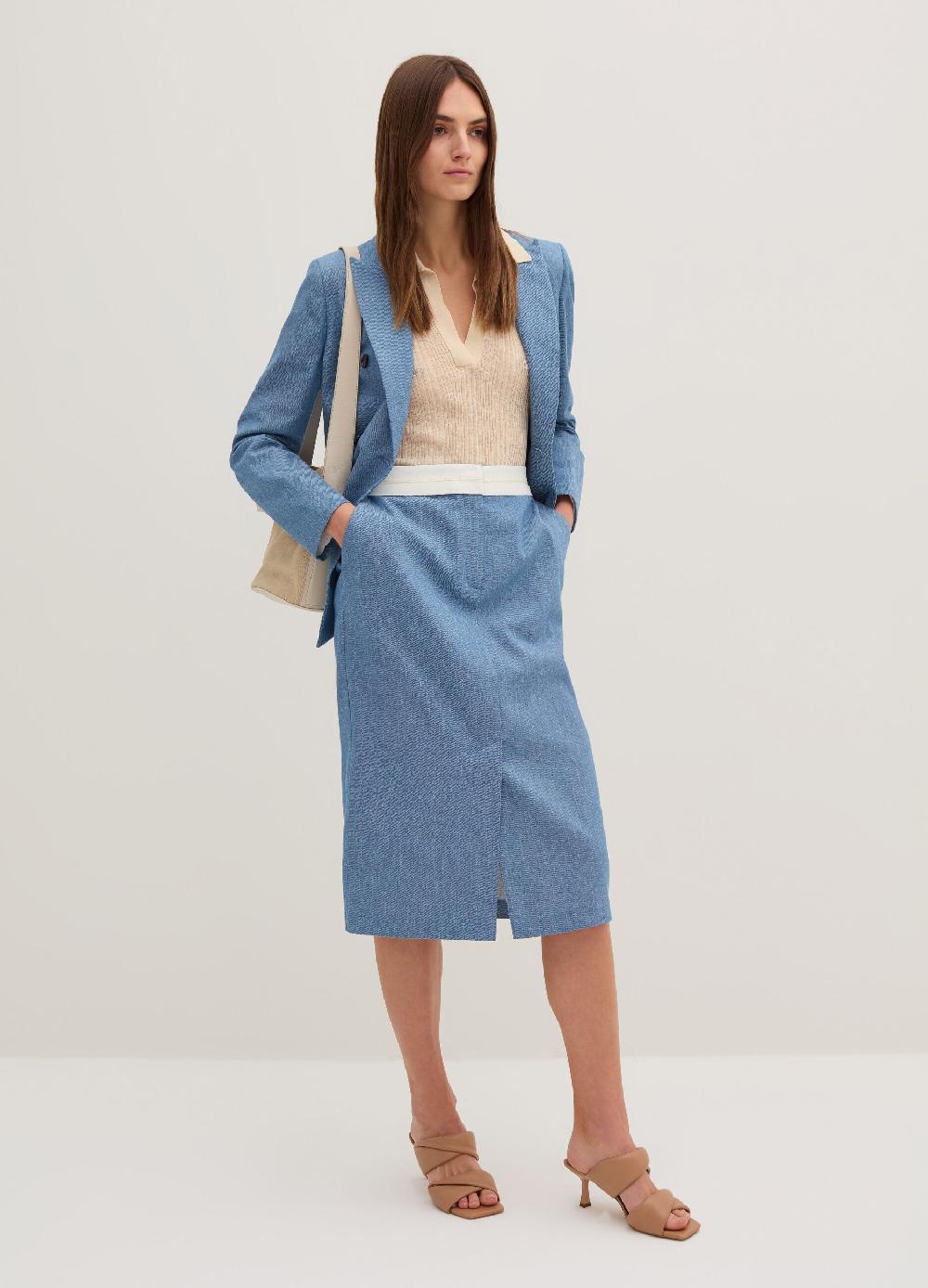 Stefanel Gonna midi sartoriale a tubo effetto denim