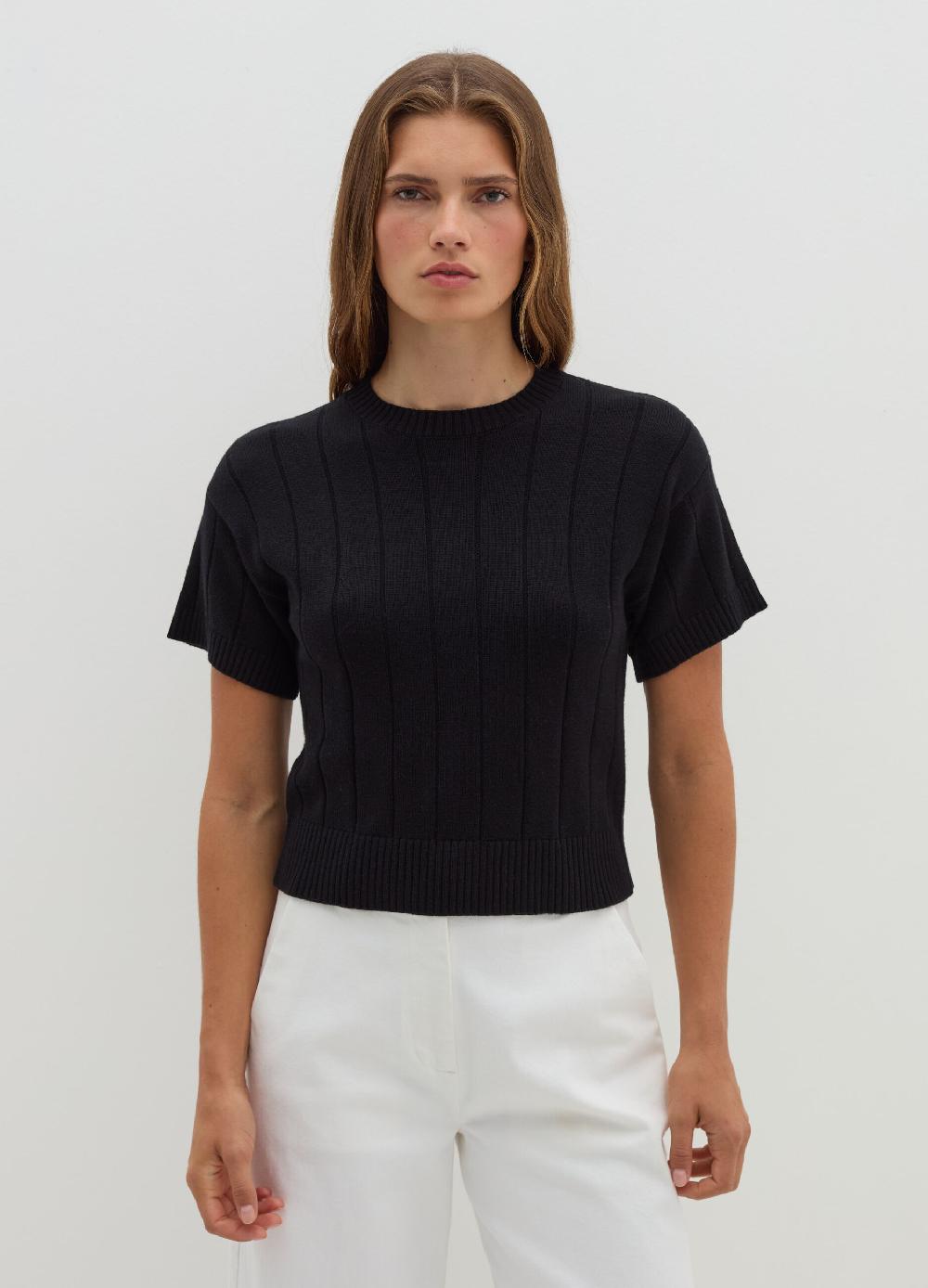 Stefanel Maglia A Maniche Corte In Lana Cotone E Cashmere