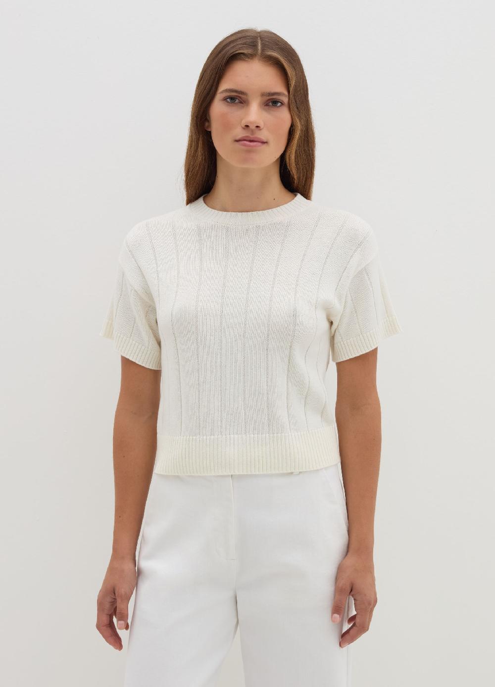 Stefanel Maglia A Maniche Corte In Lana Cotone E Cashmere