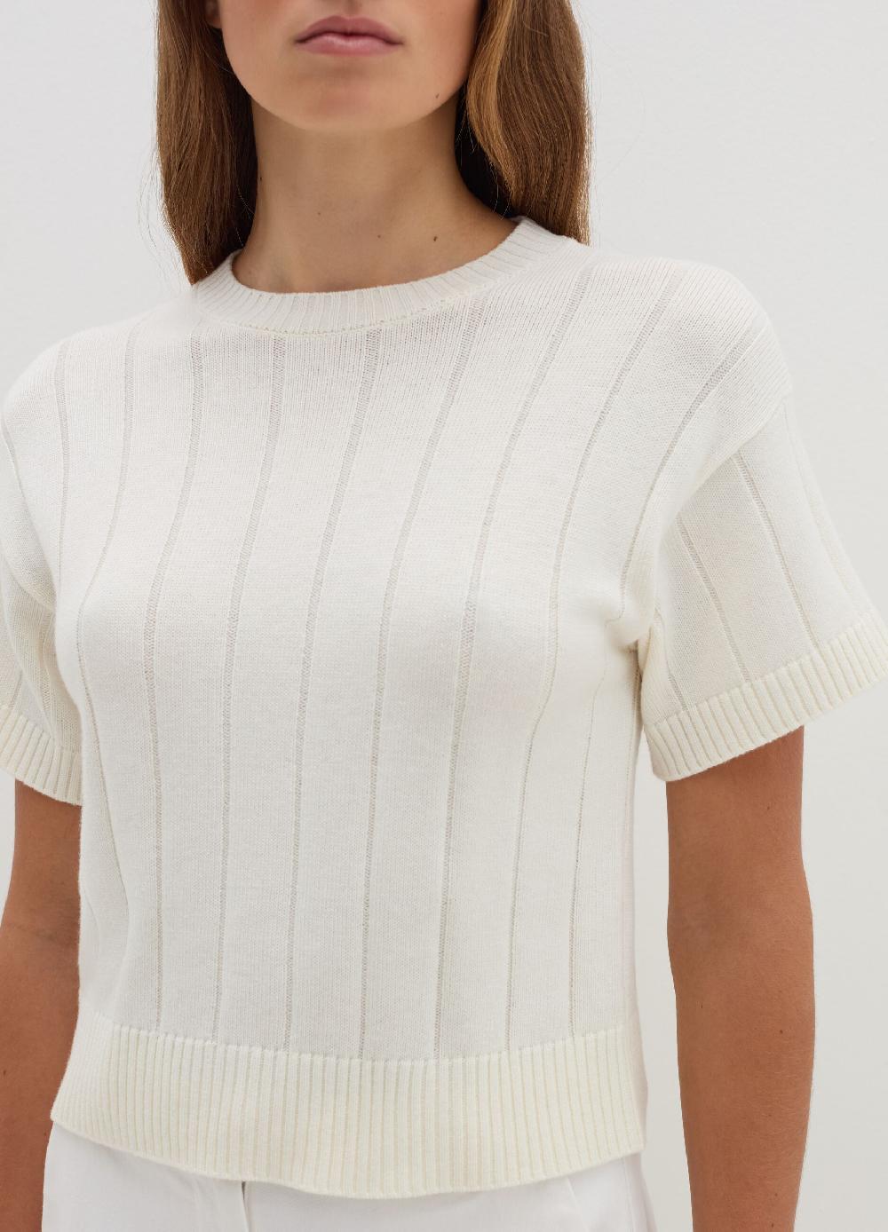Stefanel Maglia A Maniche Corte In Lana Cotone E Cashmere
