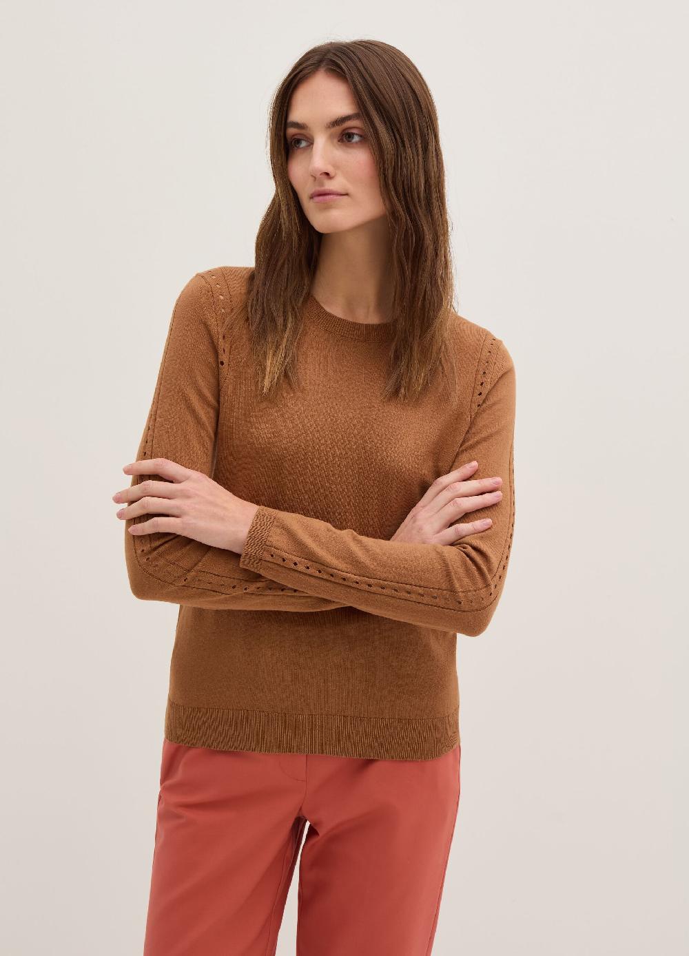 Stefanel Maglia con dettagli traforati scollo rotondo