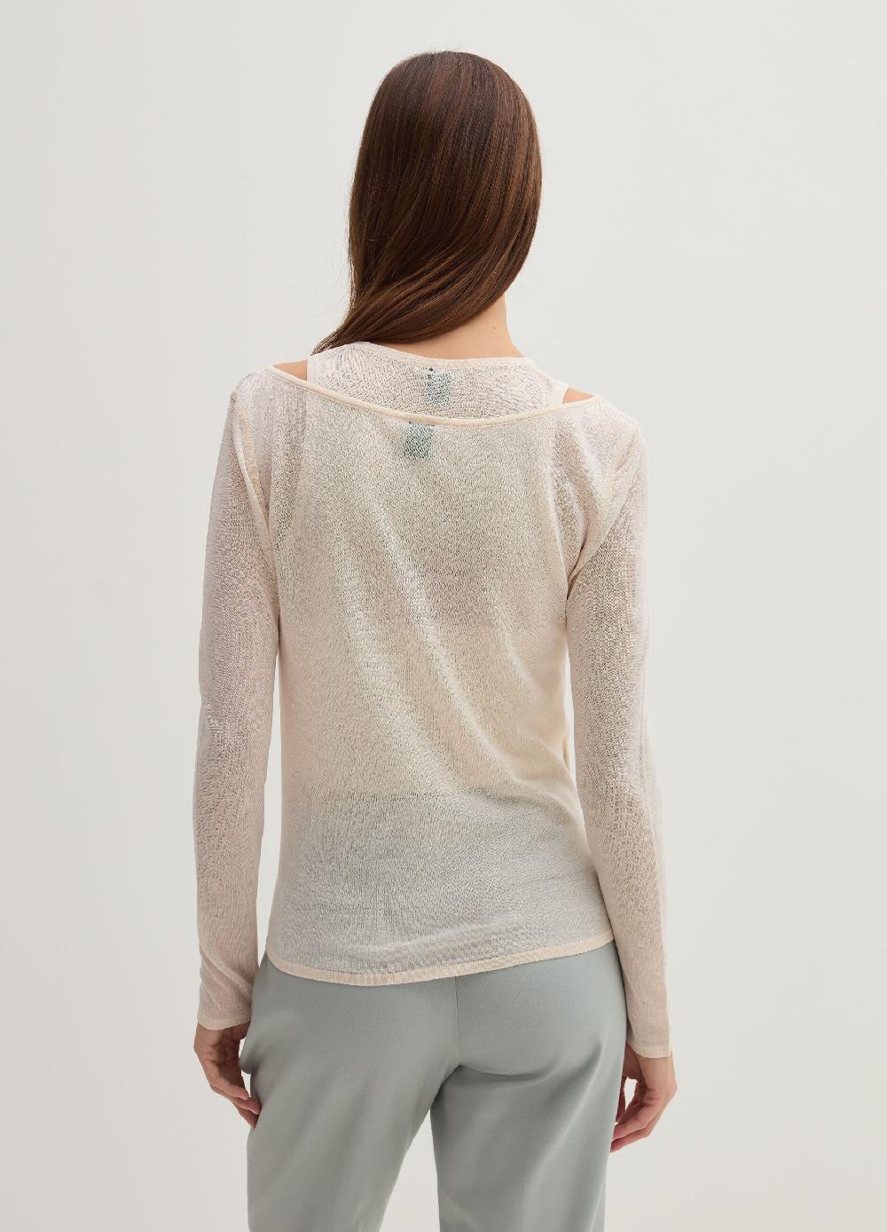 Stefanel Maglia Effetto Trasparenza A Maniche Lunghe