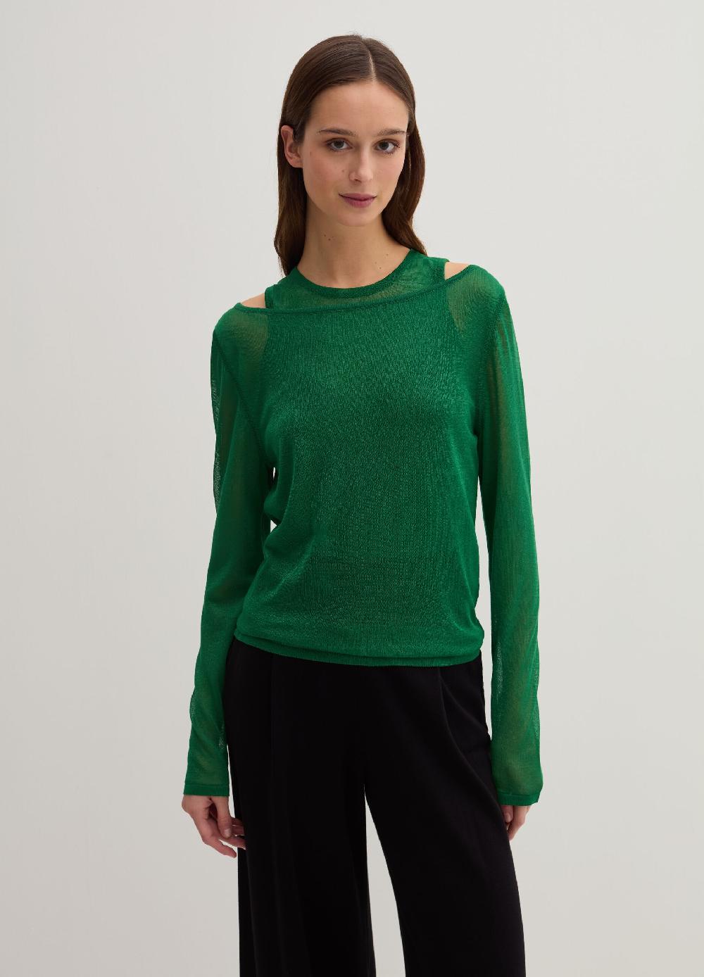 Stefanel Maglia Effetto Trasparenza A Maniche Lunghe