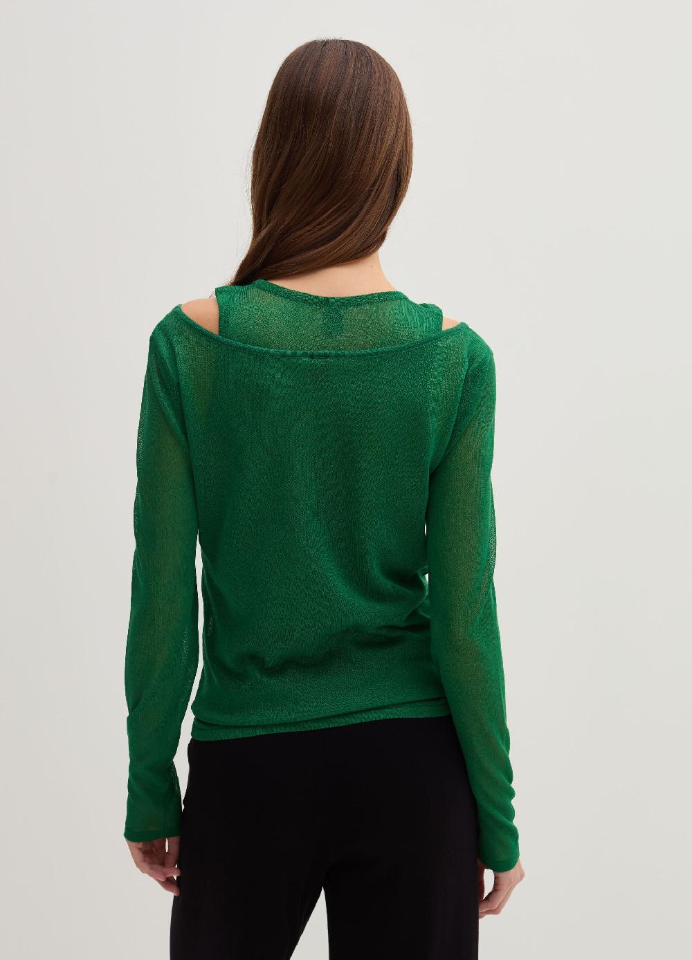 Stefanel Maglia Effetto Trasparenza A Maniche Lunghe