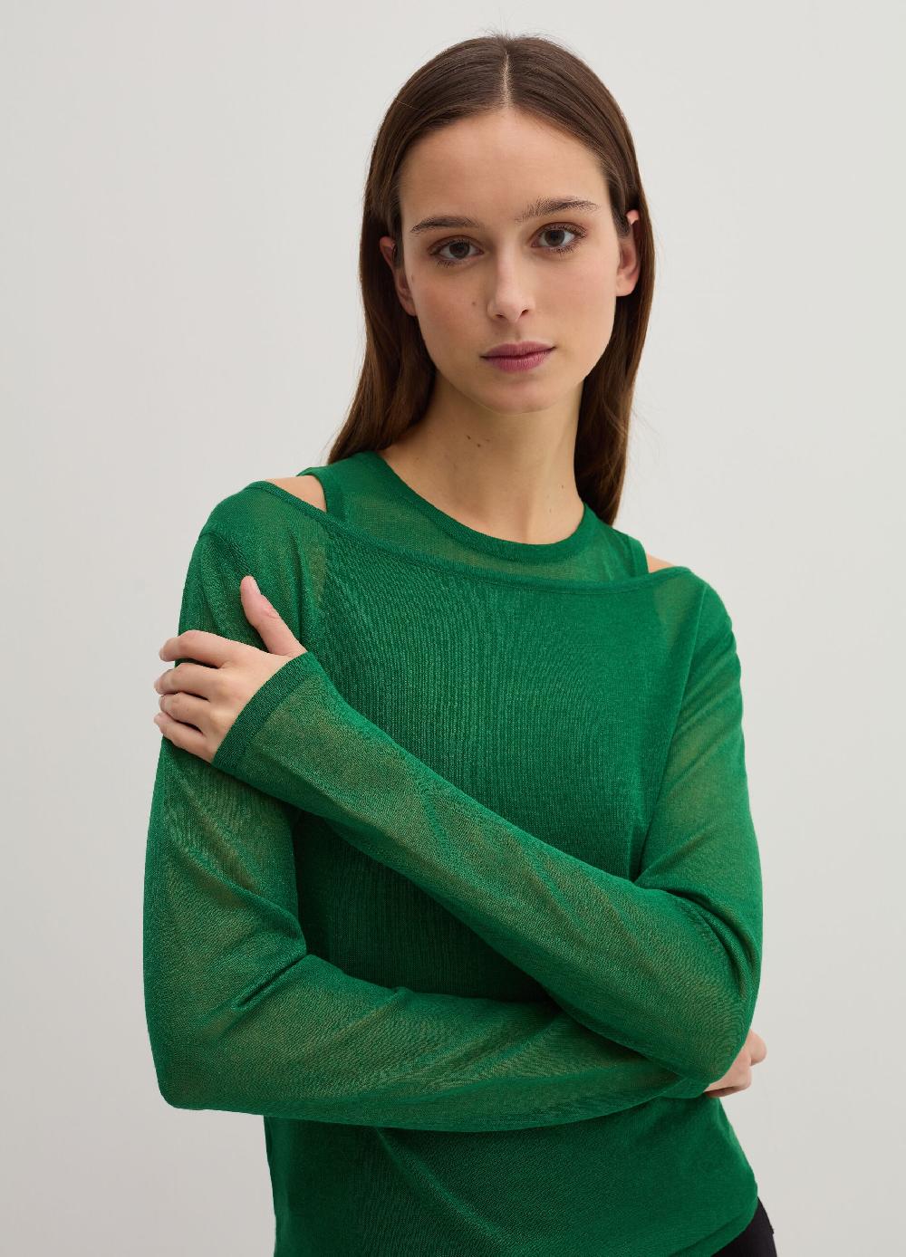 Stefanel Maglia effetto trasparenza a maniche lunghe