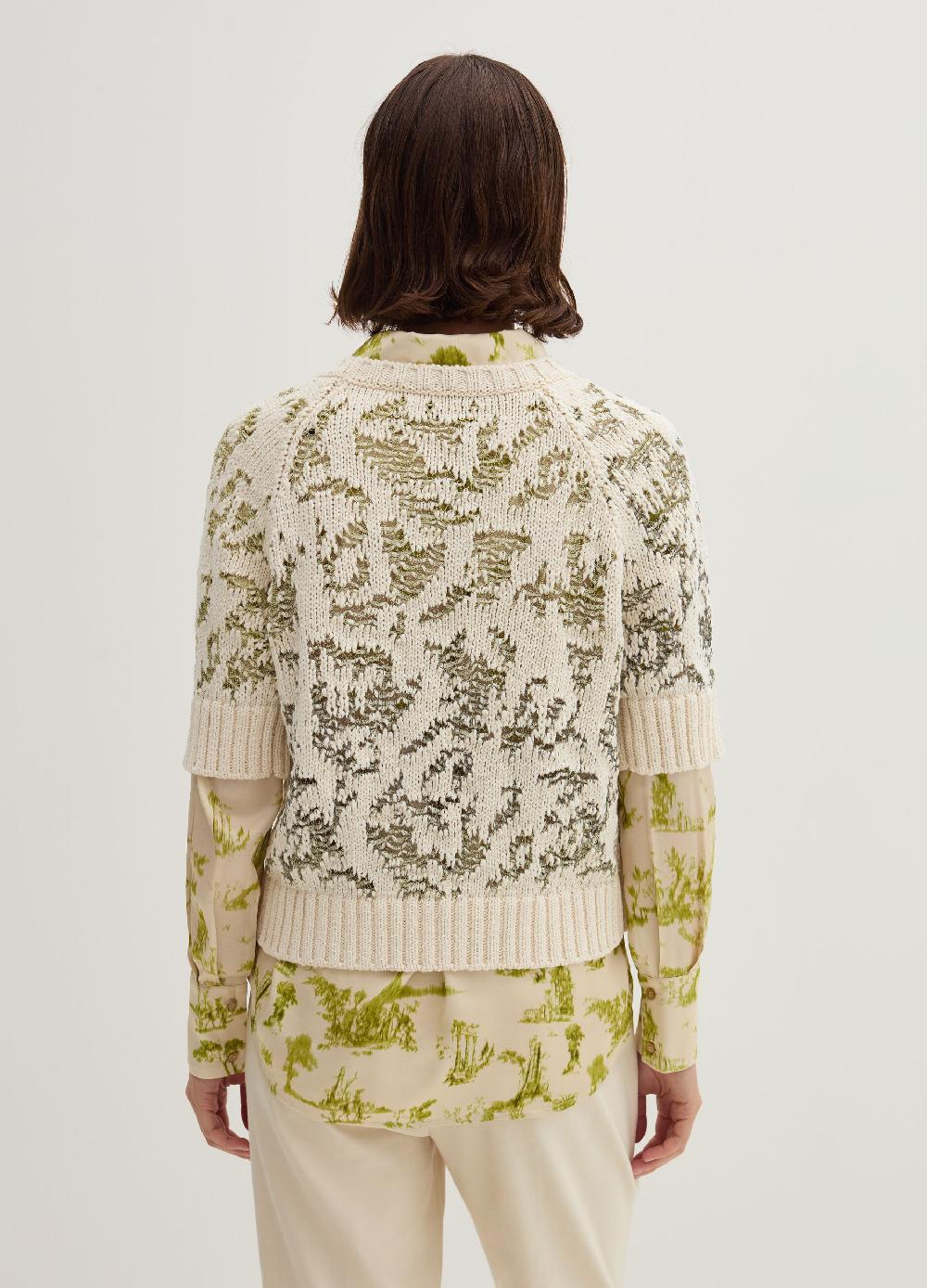 Stefanel Maglia Traforata Jacquard Maniche Al Gomito