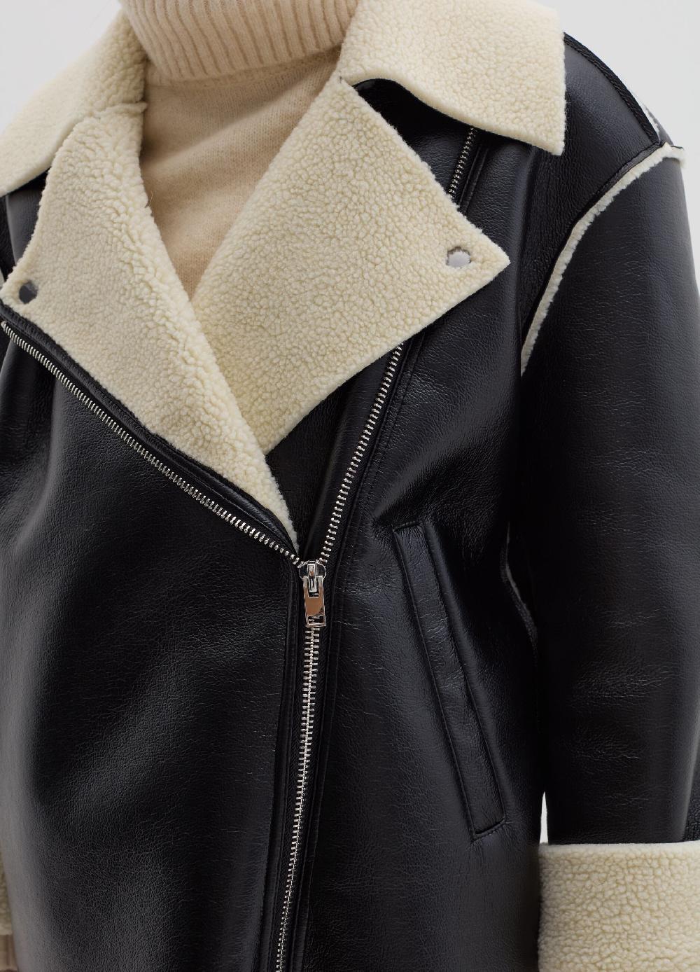 Stefanel Montone Effetto Lucido Con Interno In Shearling