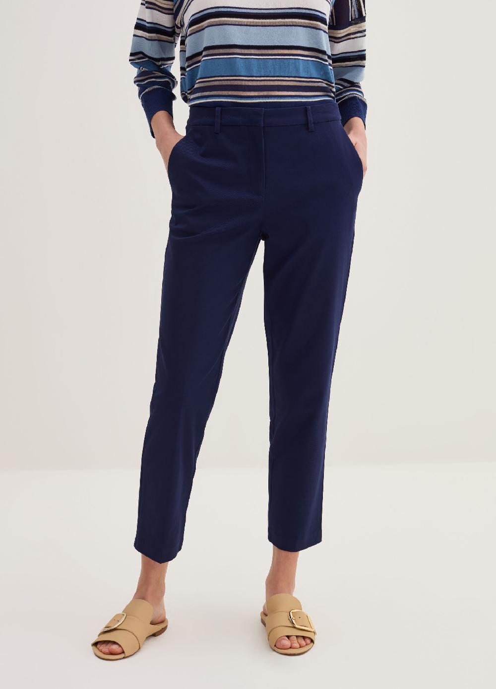 Stefanel Pantalone Crop A Sigaretta In Twill Stretch