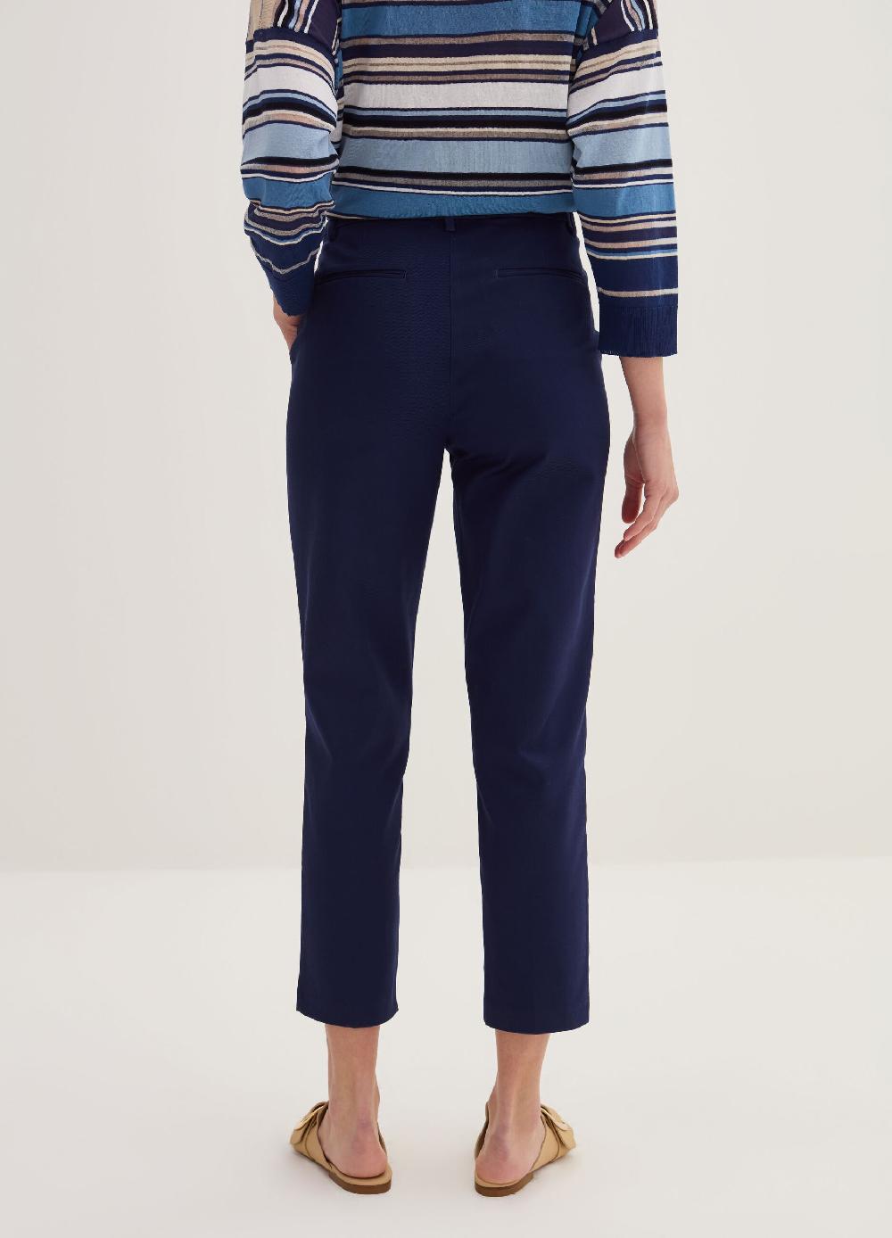 Stefanel Pantalone Crop A Sigaretta In Twill Stretch