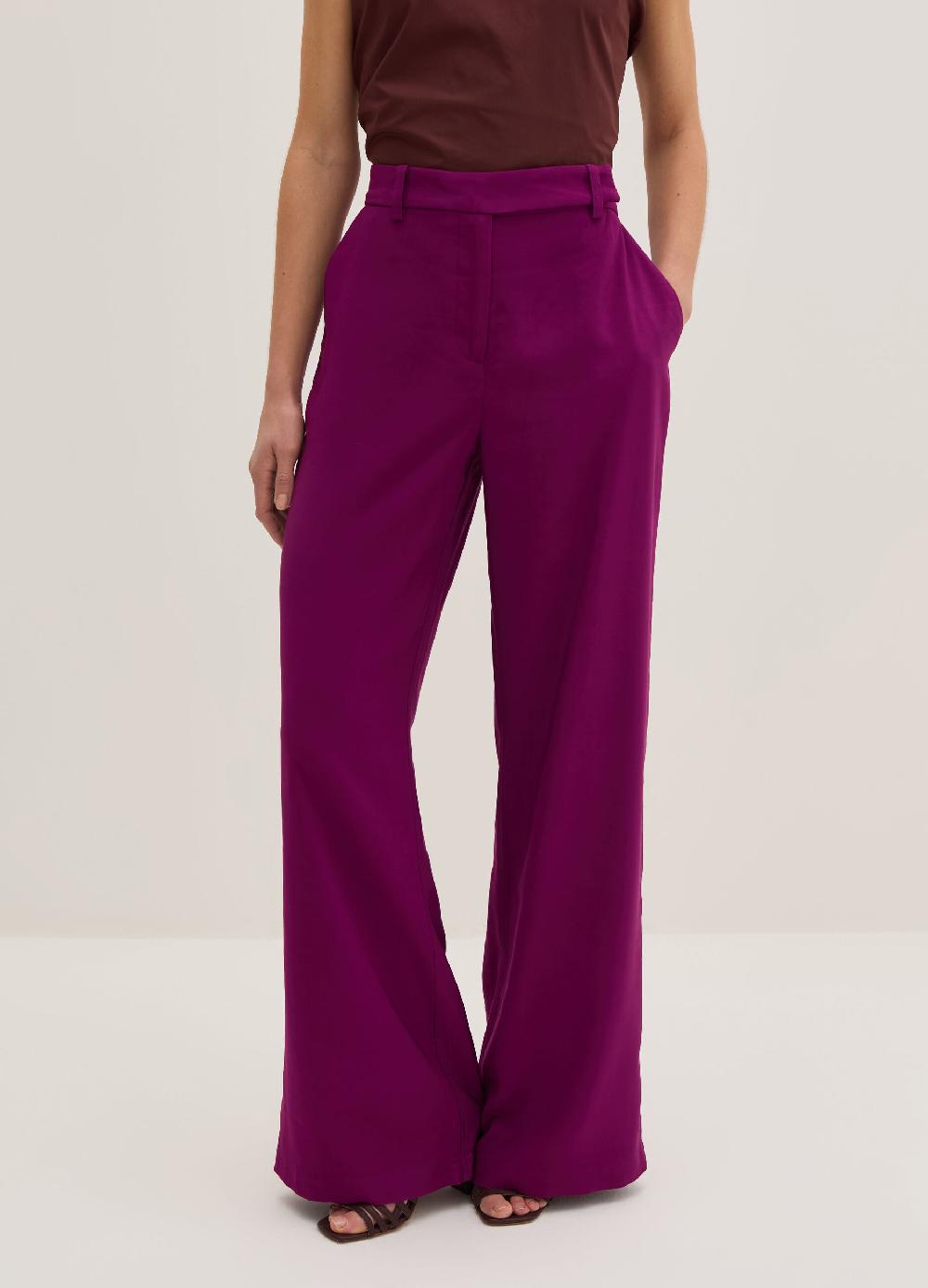 Stefanel Pantalone Palazzo Wide Leg In Twill Tecnico