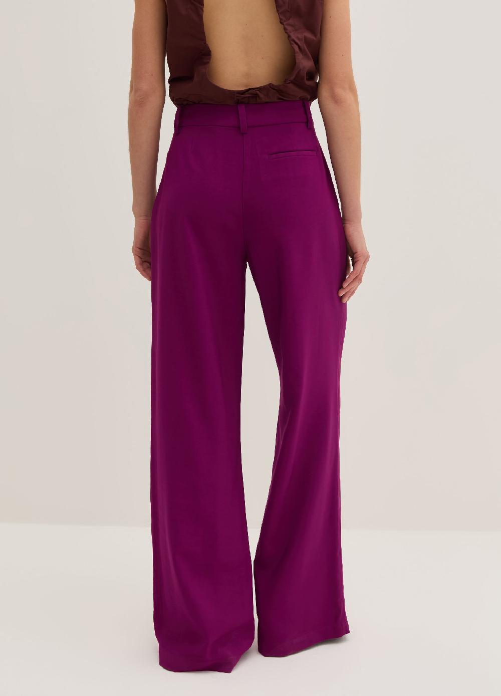 Stefanel Pantalone Palazzo Wide Leg In Twill Tecnico
