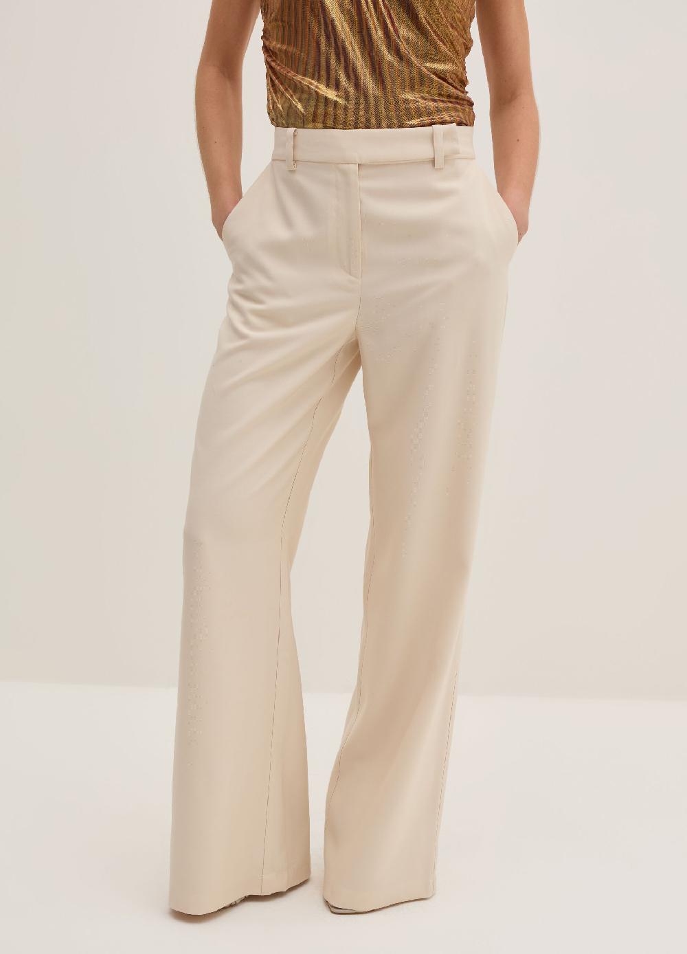 Stefanel Pantalone Palazzo Wide Leg In Twill Tecnico