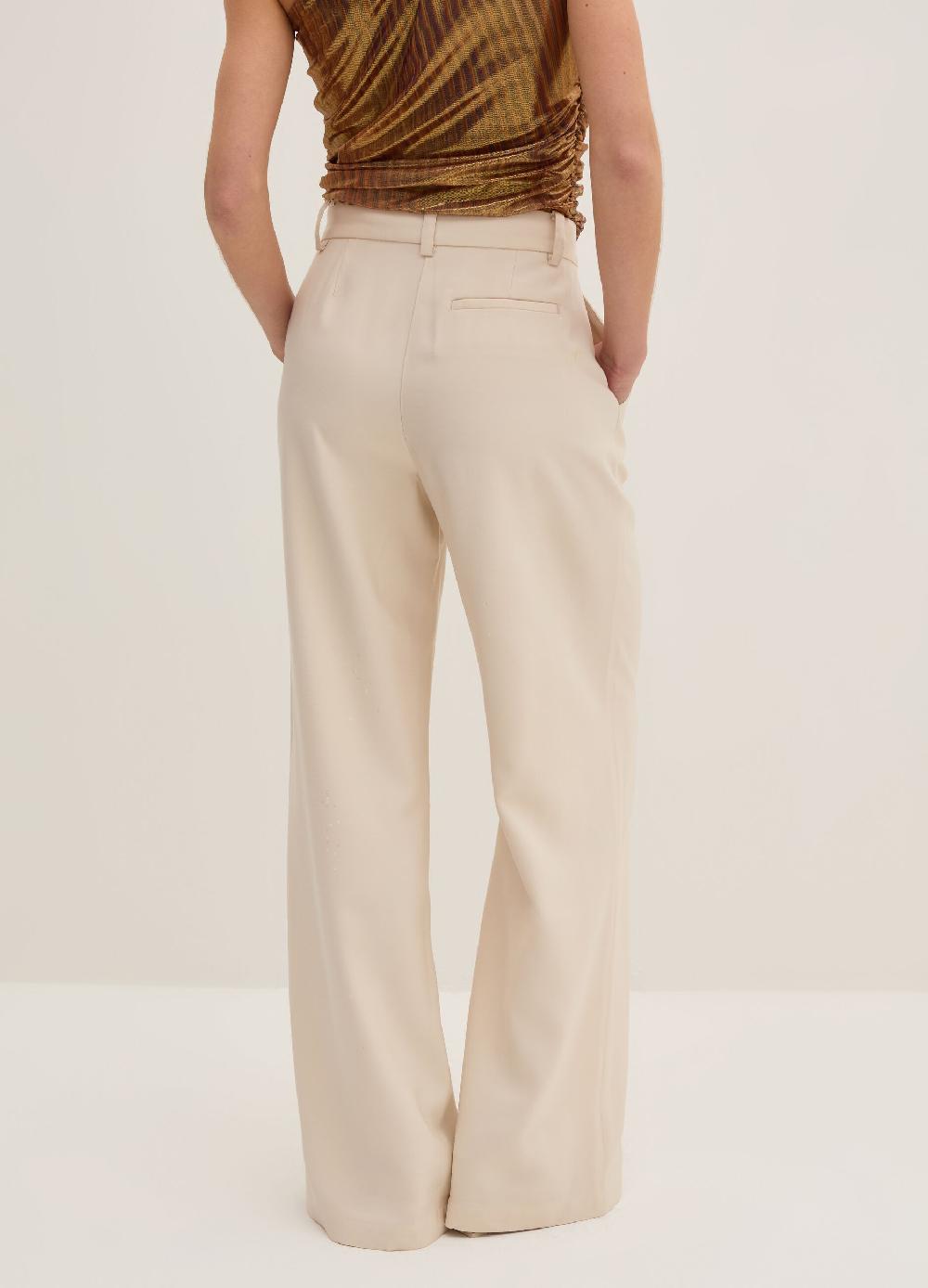 Stefanel Pantalone Palazzo Wide Leg In Twill Tecnico