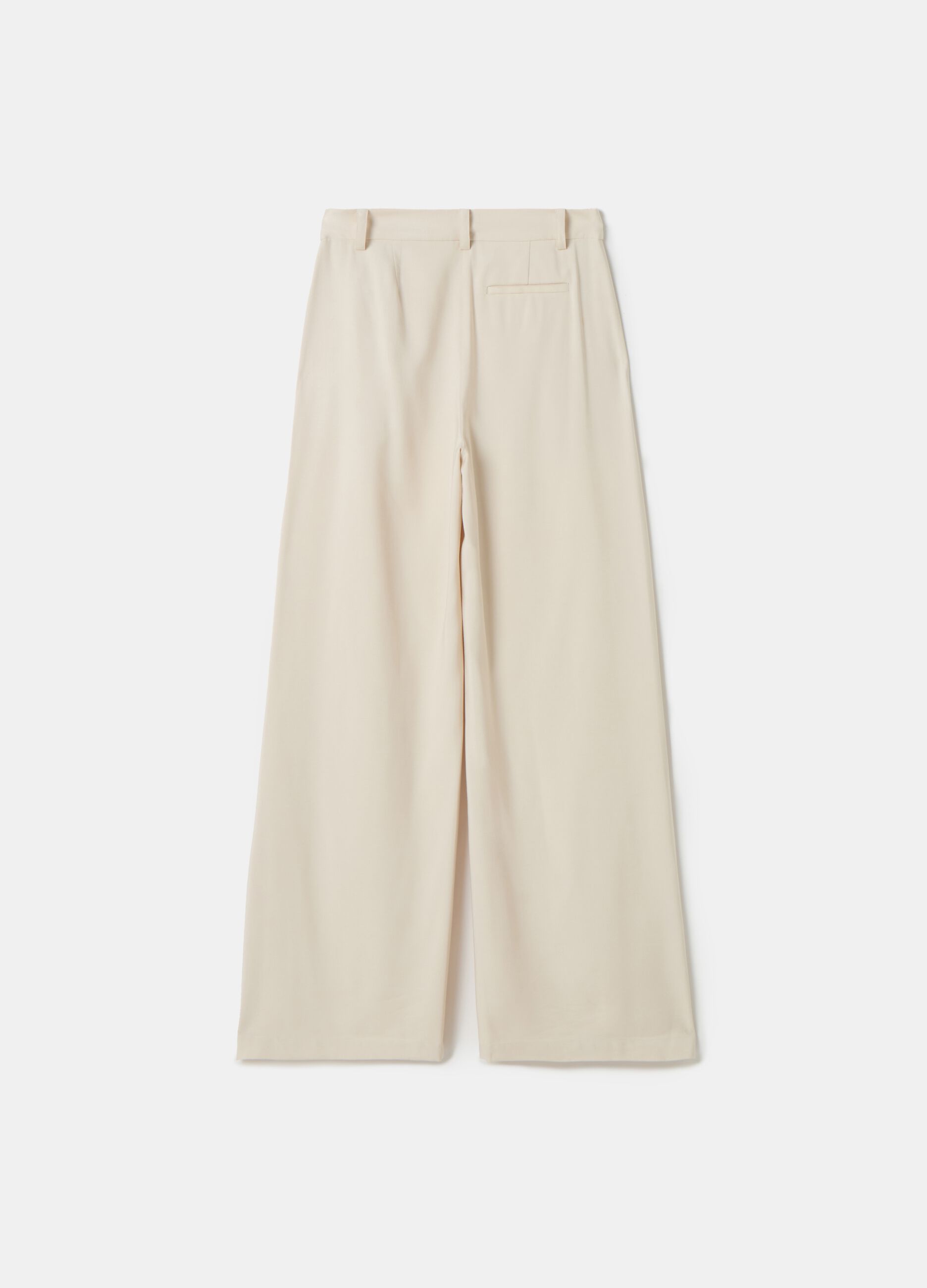 Stefanel Pantalone Palazzo Wide Leg In Twill Tecnico