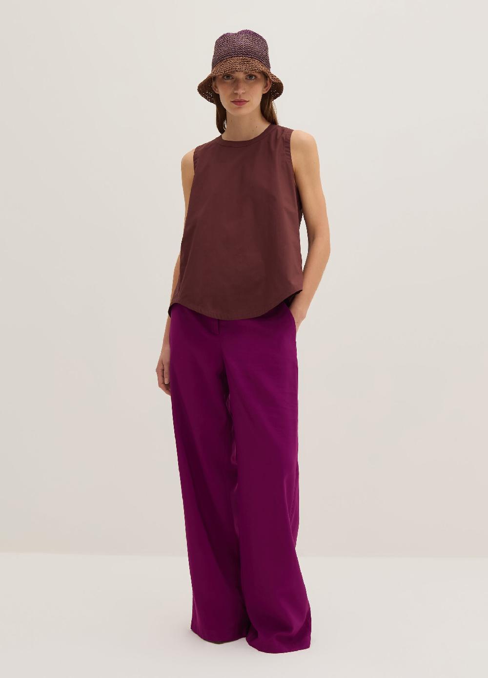 Stefanel Pantalone palazzo wide leg in twill tecnico