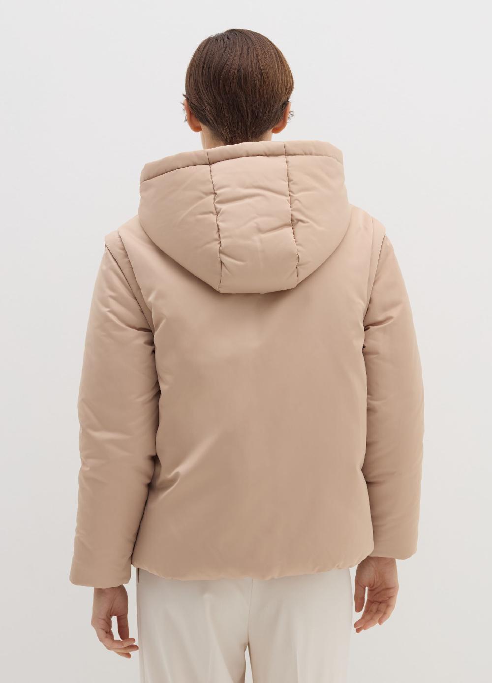 Stefanel Piumino Corto Effetto Satin Con Maniche Staccabili