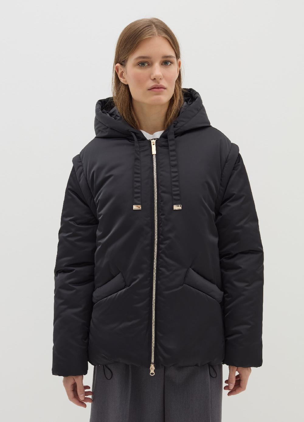 Stefanel Piumino Corto Effetto Satin Con Maniche Staccabili