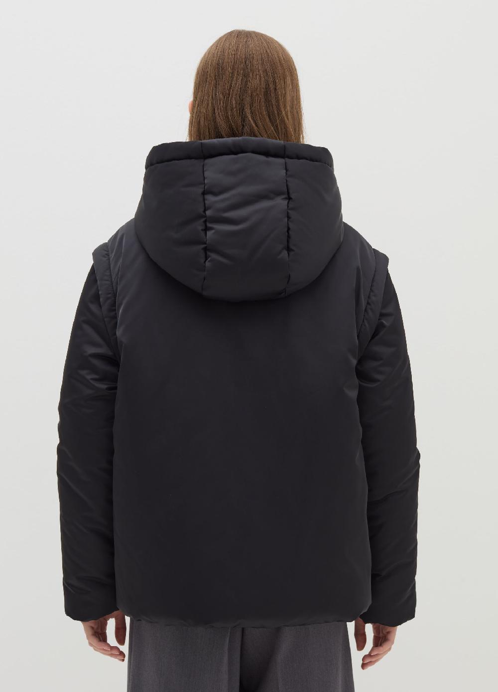 Stefanel Piumino Corto Effetto Satin Con Maniche Staccabili