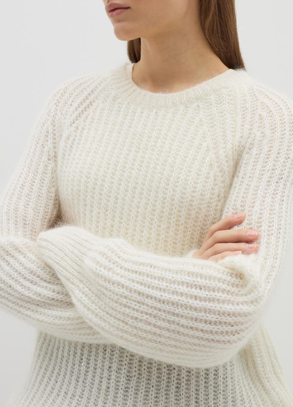 Stefanel Pullover A Coste Inglesi Con Micro Paillettes