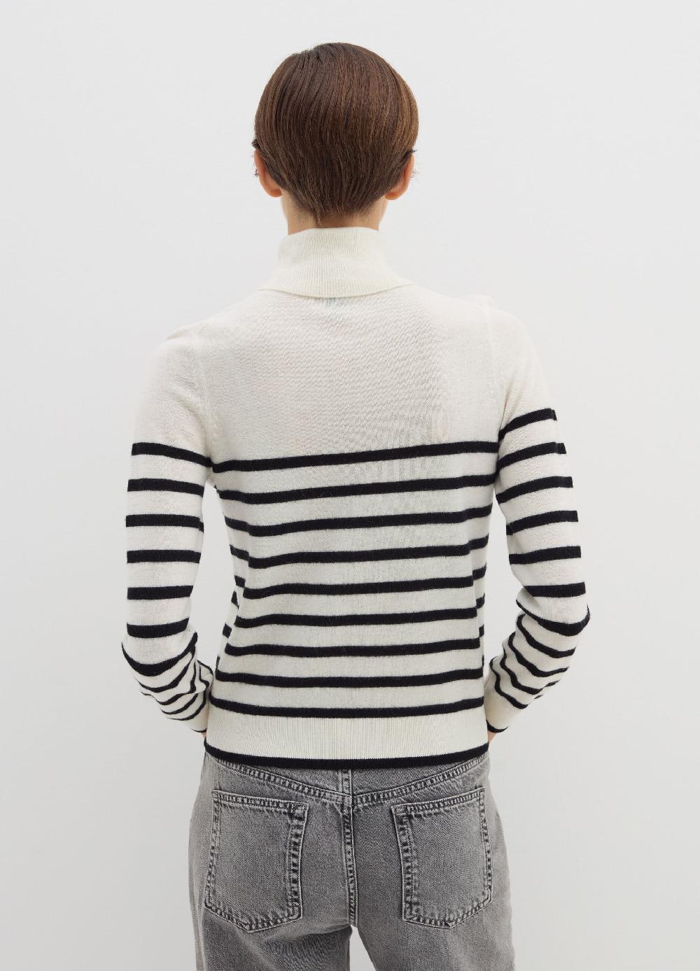 Stefanel Pullover A Righe In Lana Cardata Con Collo Alto