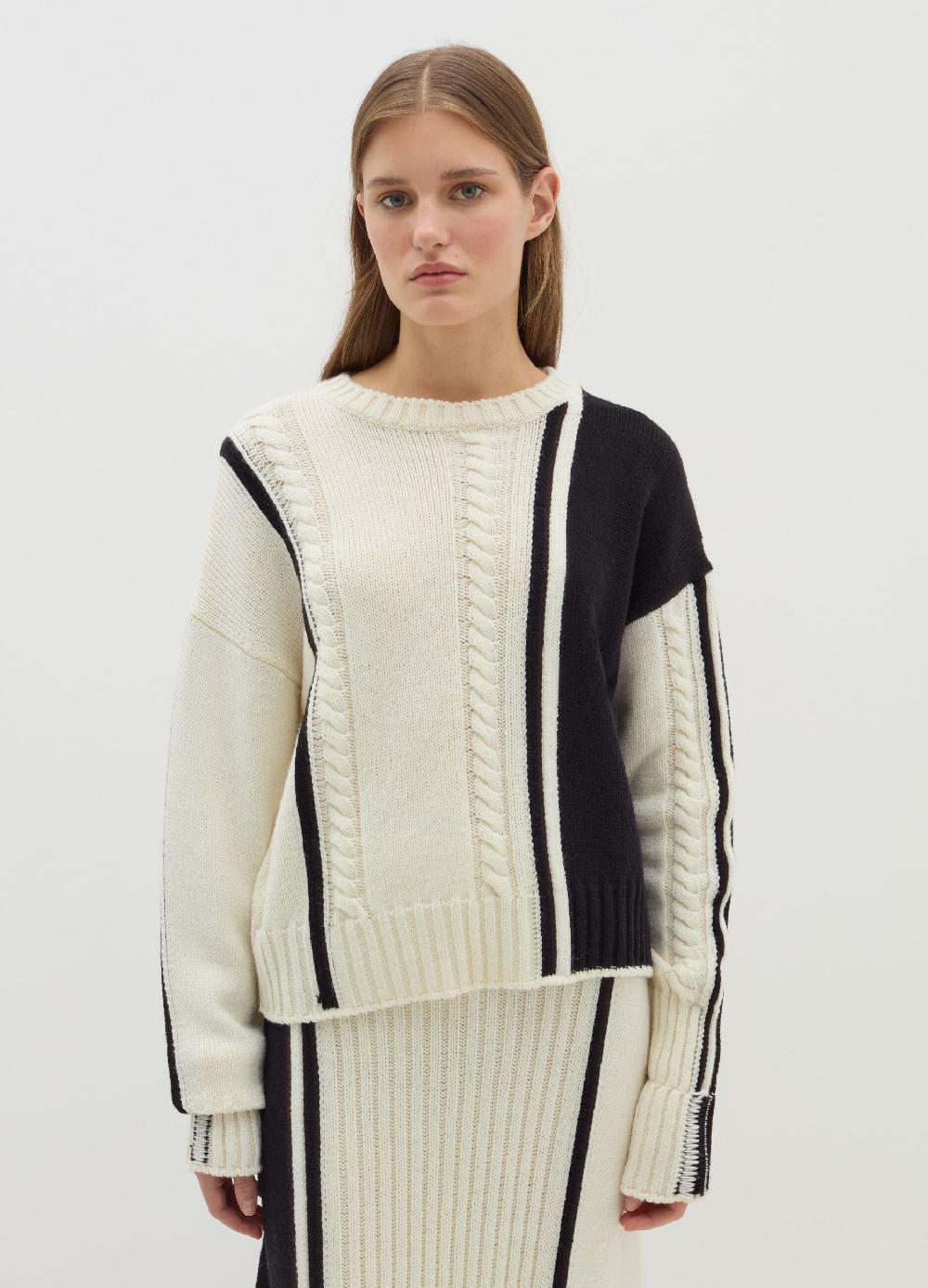 Stefanel Pullover In Cordonetto Con Intarsio Bicolore