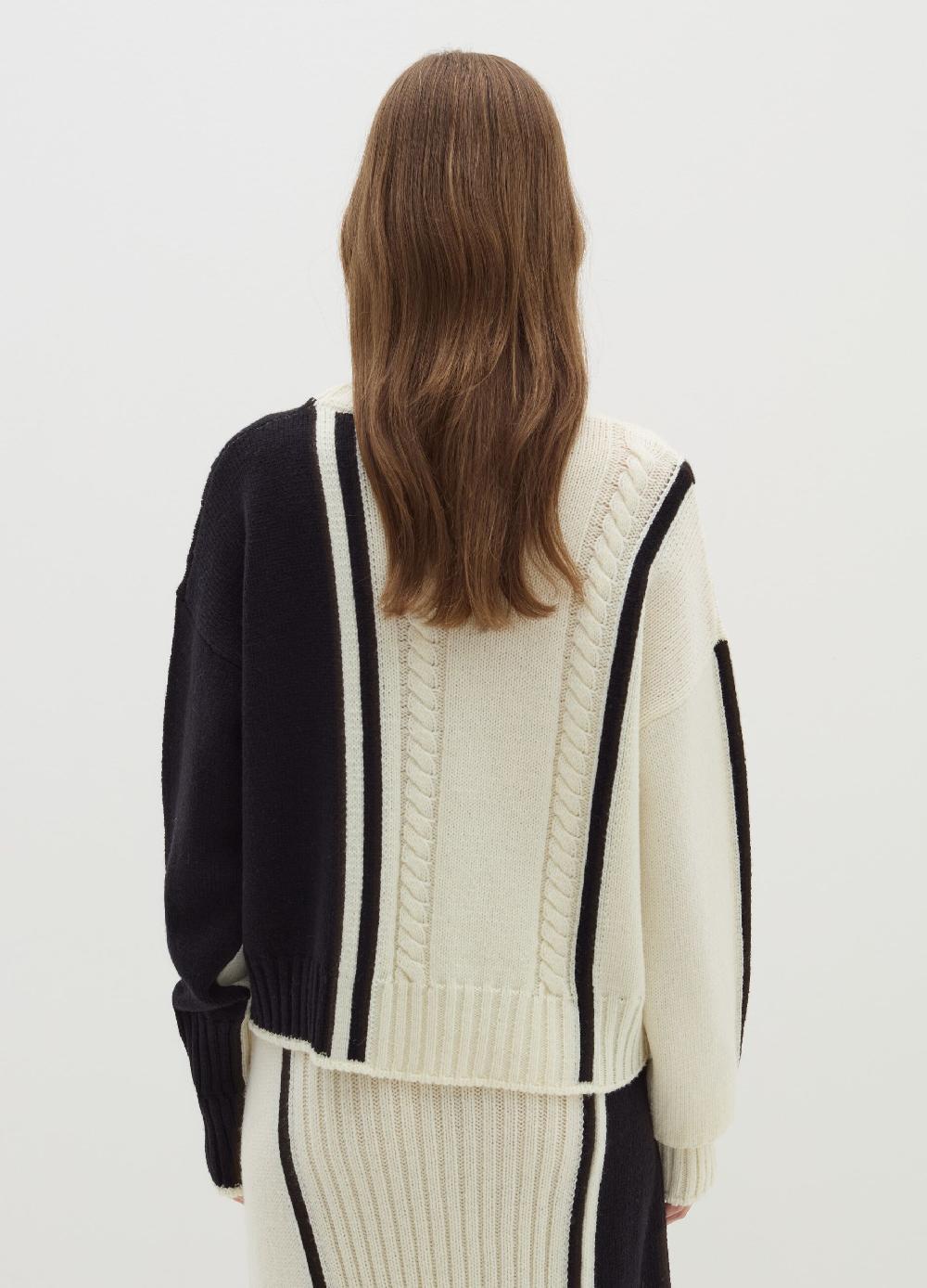 Stefanel Pullover In Cordonetto Con Intarsio Bicolore