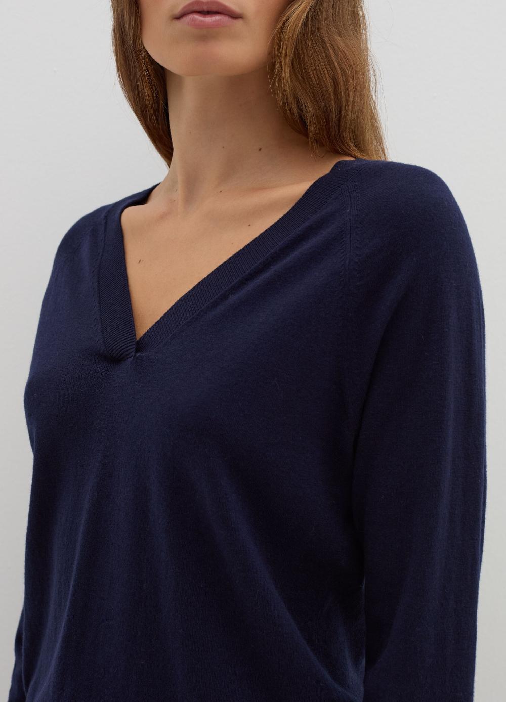 Stefanel Pullover In Lana Cotone E Cashmere Scollo A V