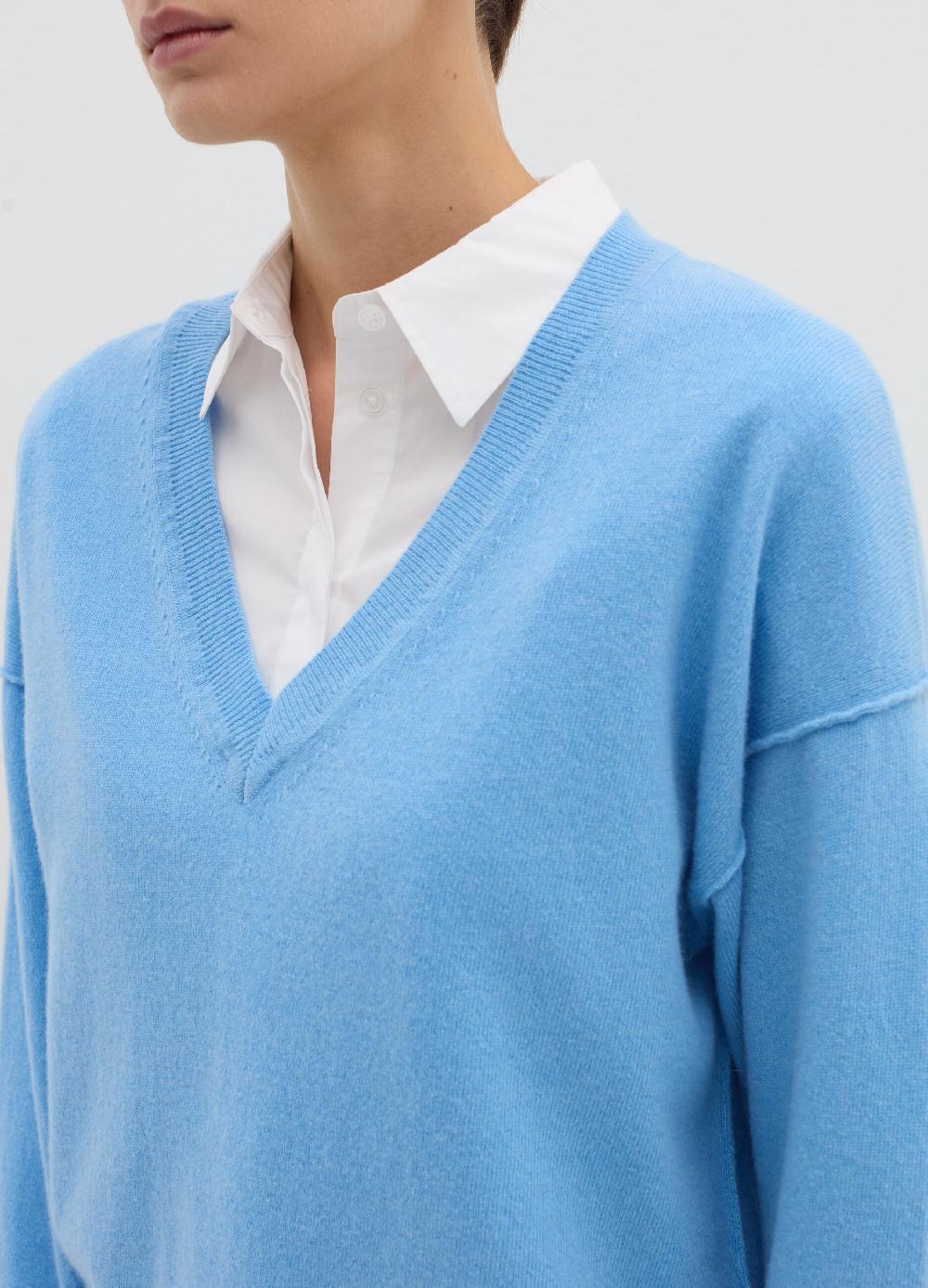Stefanel Pullover In Lana Viscosa E Cashmere Con Scollo A V