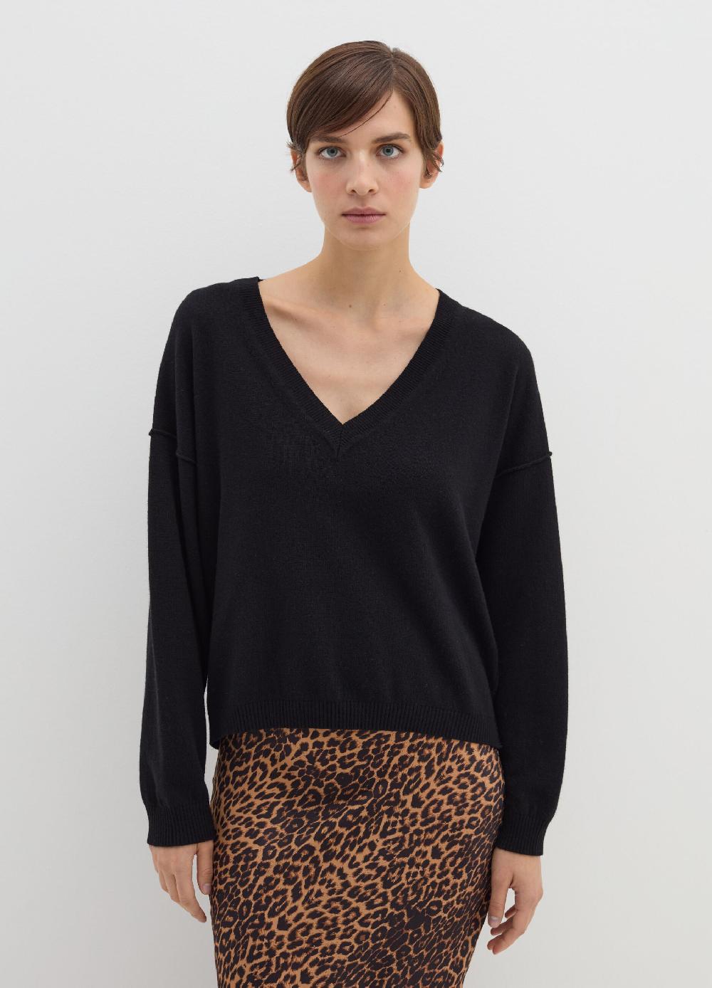 Stefanel Pullover In Lana Viscosa E Cashmere Con Scollo A V