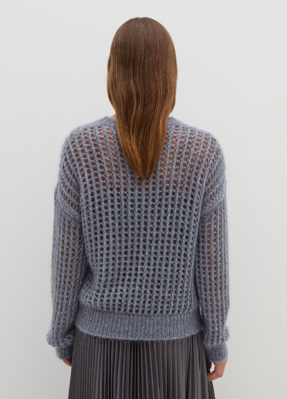 Stefanel Pullover Traforato In Mohair Con Micro Paillettes