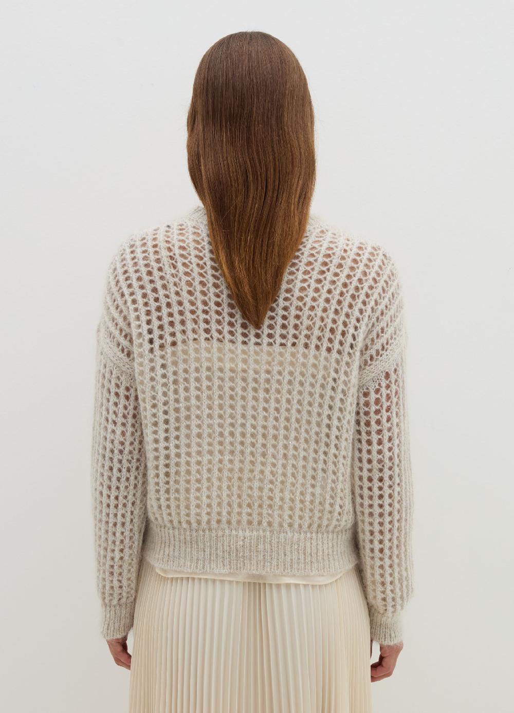Stefanel Pullover Traforato In Mohair Con Micro Paillettes