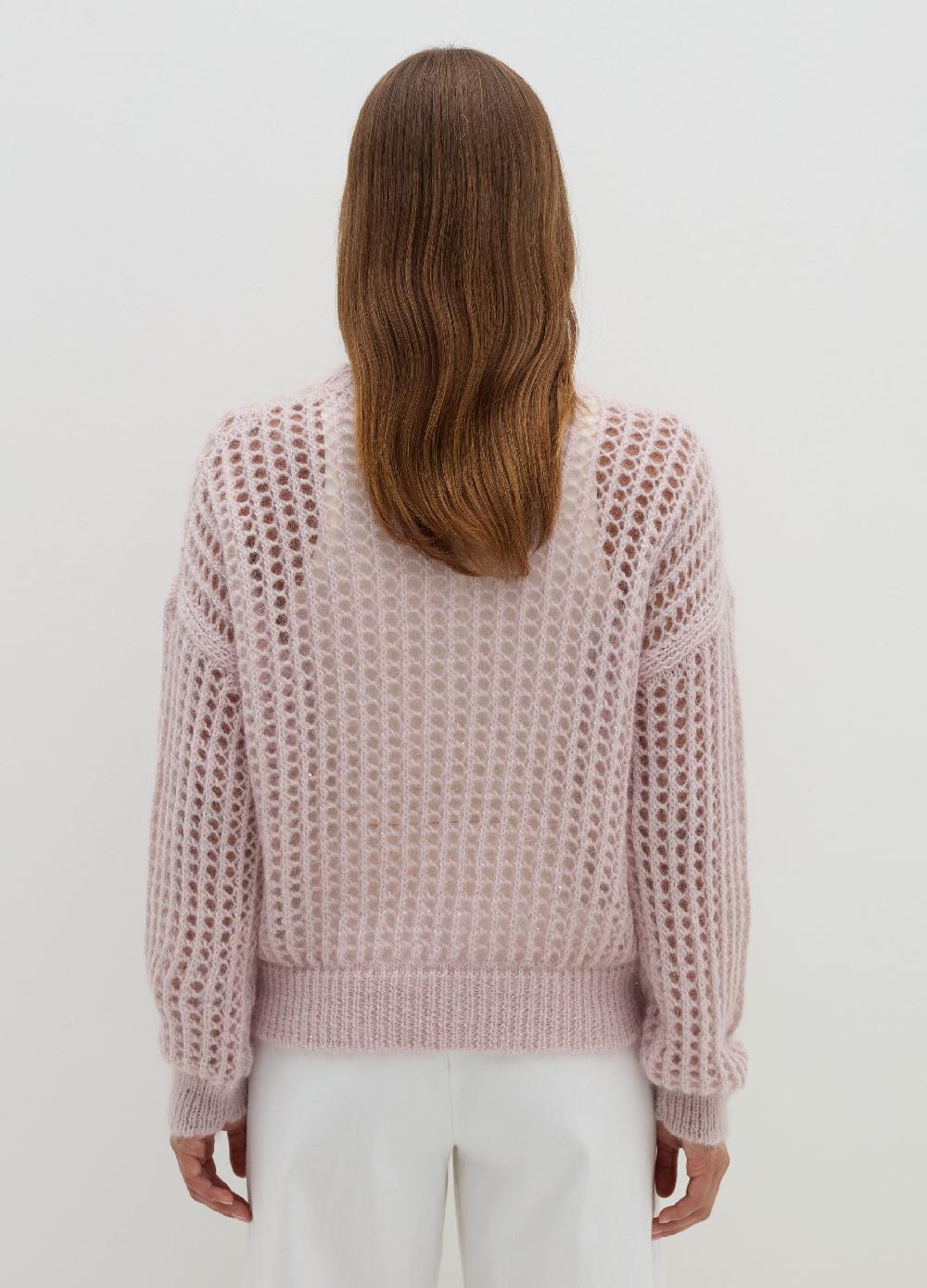 Stefanel Pullover Traforato In Mohair Con Micro Paillettes