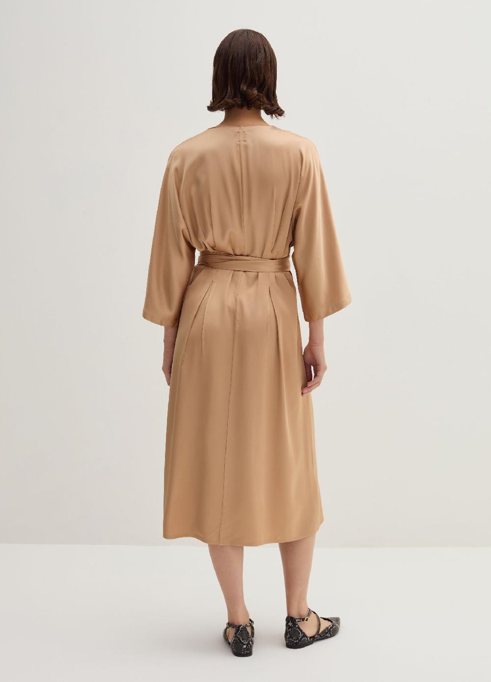 Stefanel Abito Midi In Satin Con Cintura