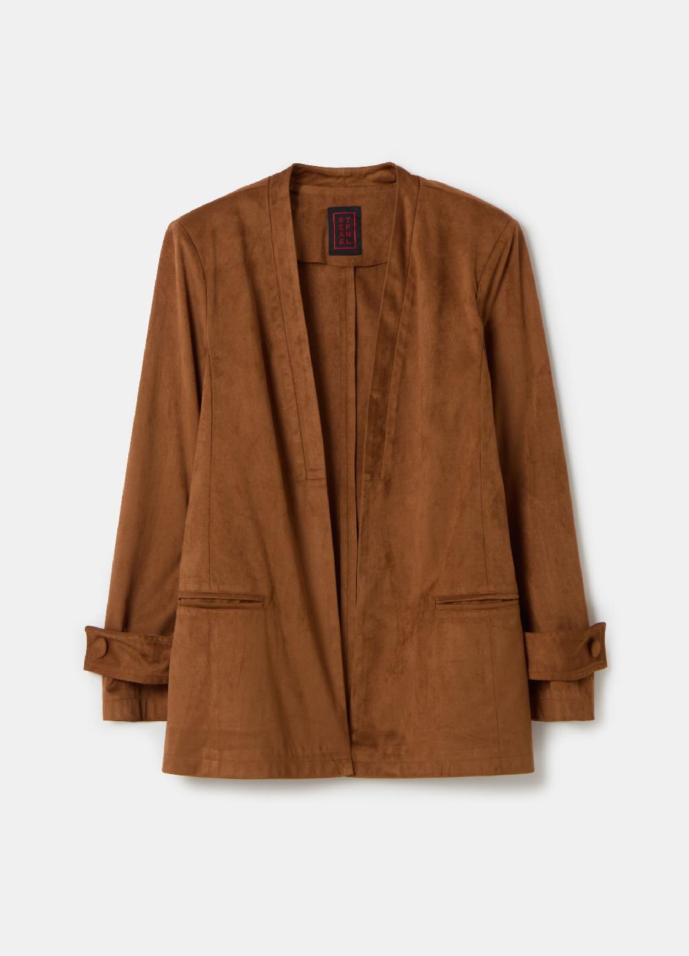 Stefanel Blazer Aperto In Suede