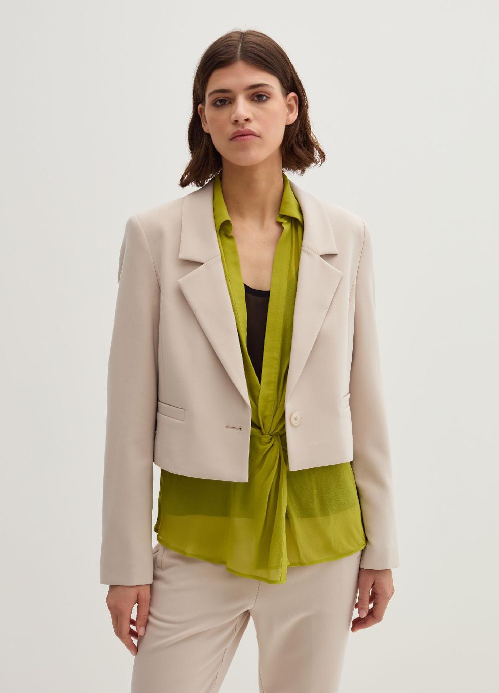 Stefanel Blazer crop monopetto in crêpe doppia
