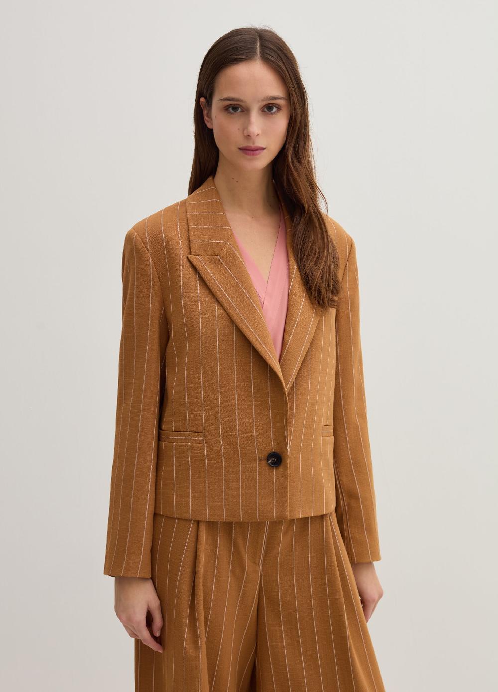 Stefanel Blazer Cropped Gessato Monopetto