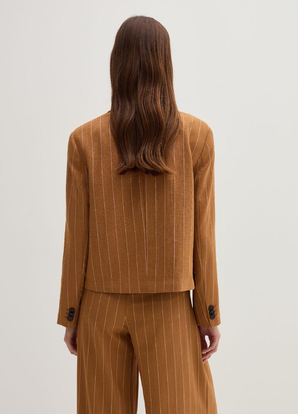 Stefanel Blazer Cropped Gessato Monopetto