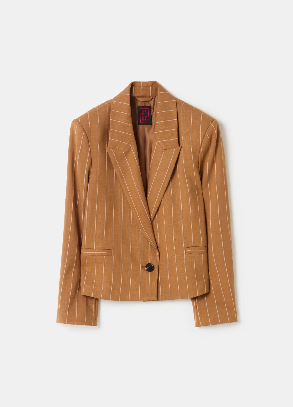 Stefanel Blazer Cropped Gessato Monopetto