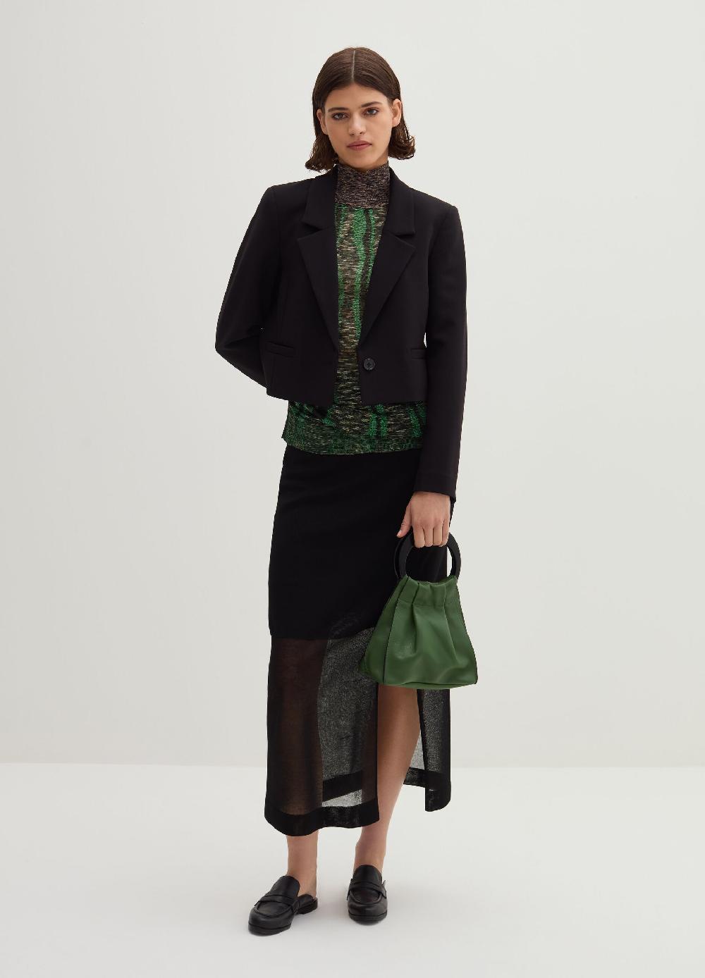 Stefanel Blazer Cropped Monopetto In Crêpe Doppia