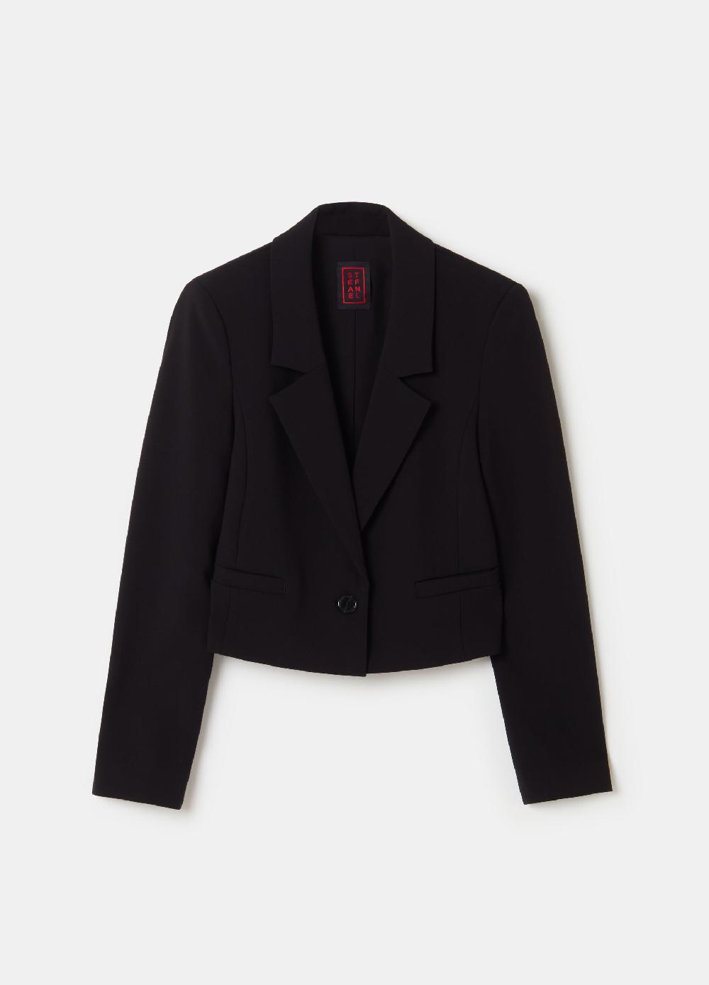 Stefanel Blazer Cropped Monopetto In Crêpe Doppia