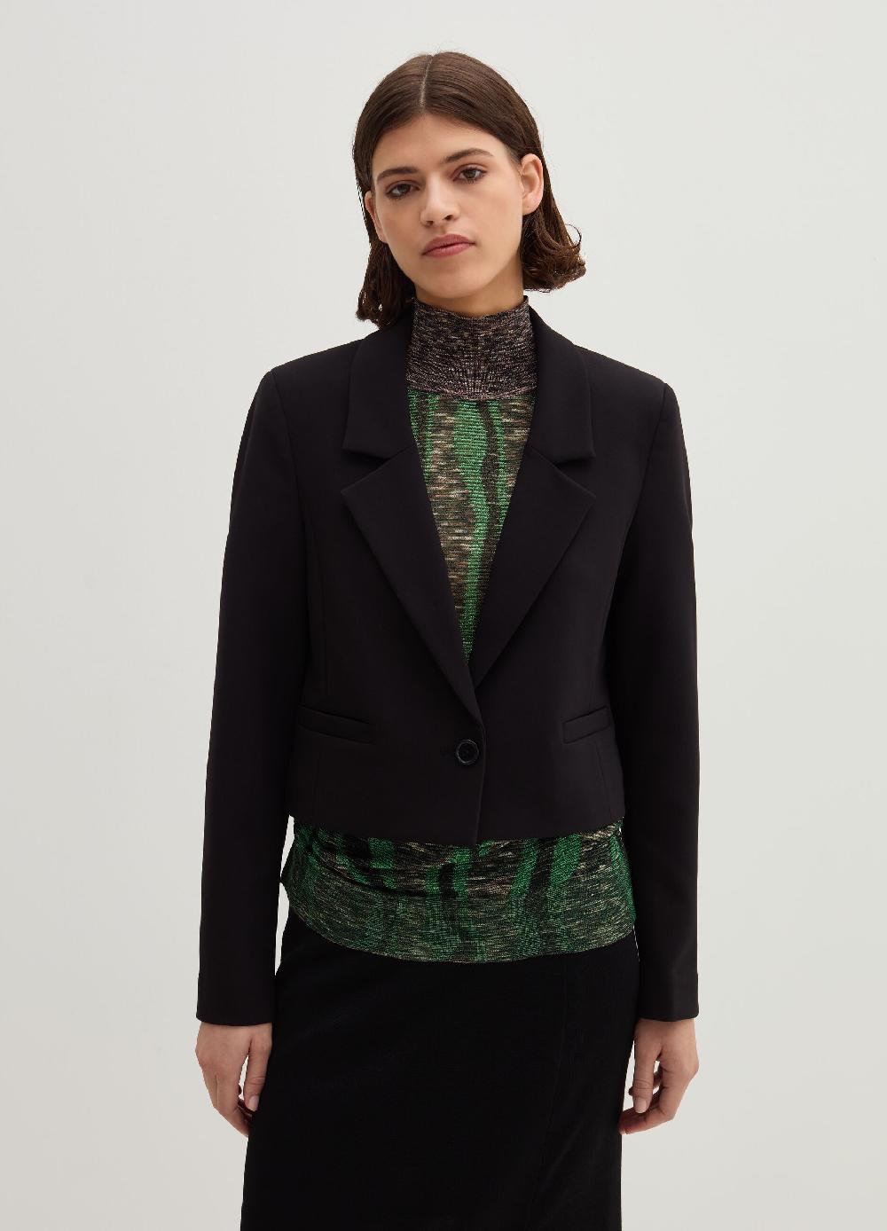 Stefanel Blazer cropped monopetto in crêpe doppia