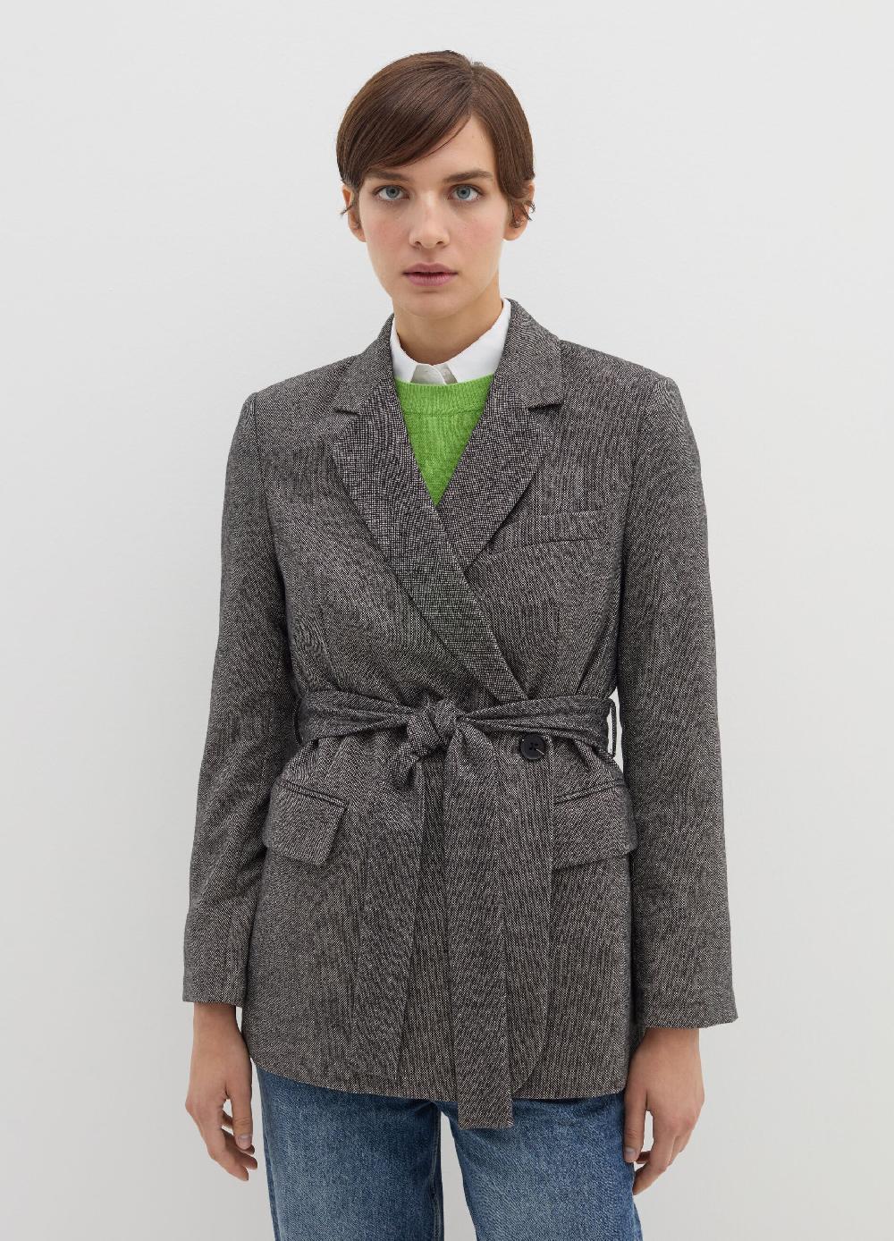 Stefanel Blazer Doppiopetto In Tweed Con Cintura