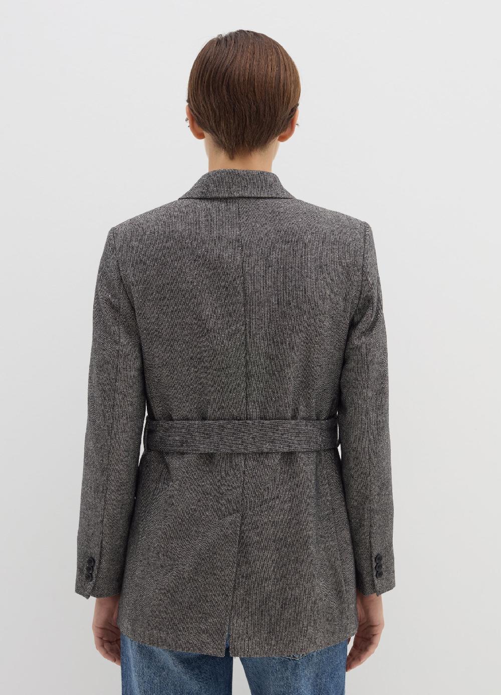 Stefanel Blazer Doppiopetto In Tweed Con Cintura