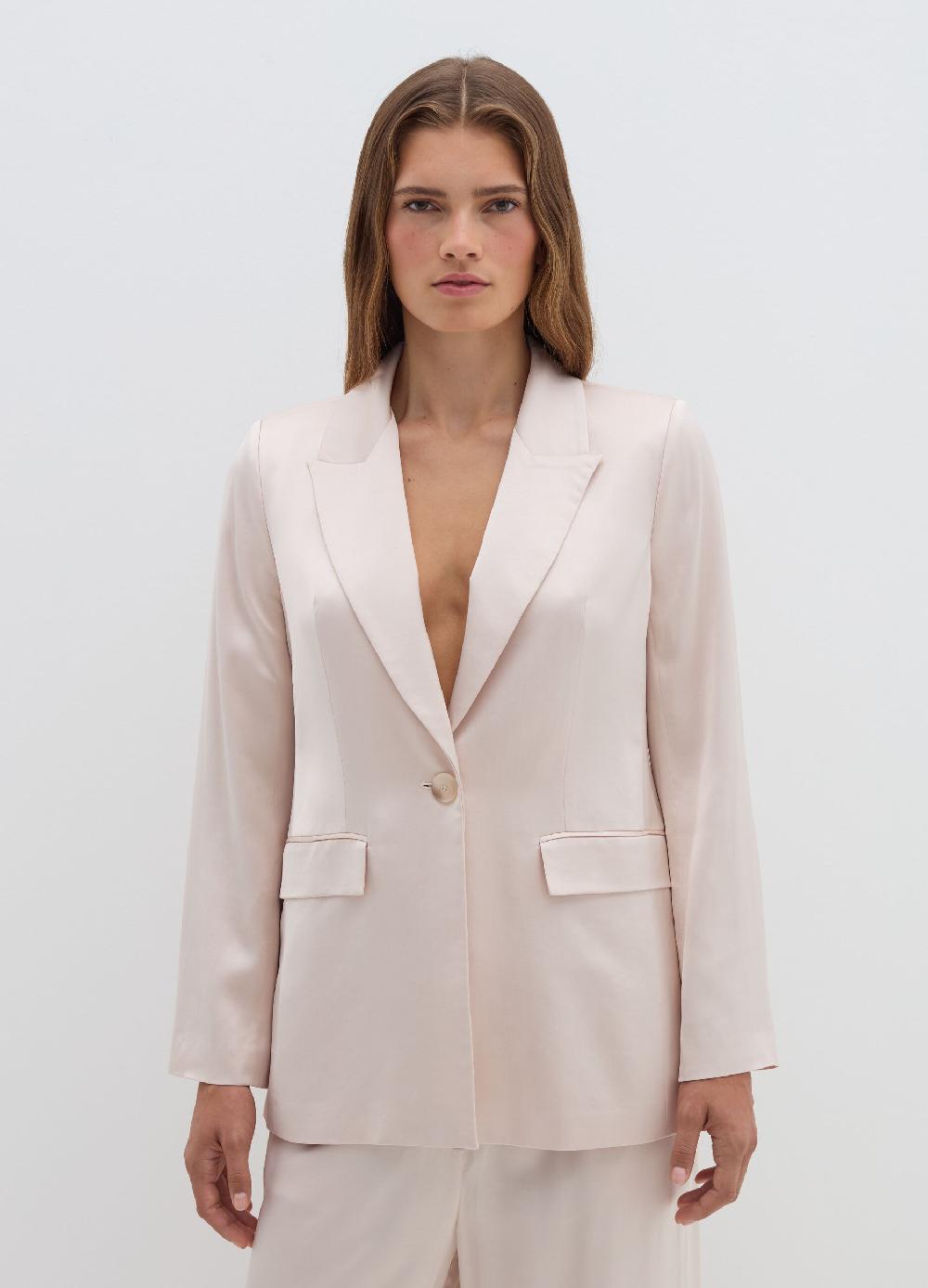 Stefanel Blazer Fluido Monopetto In Viscosa Satin